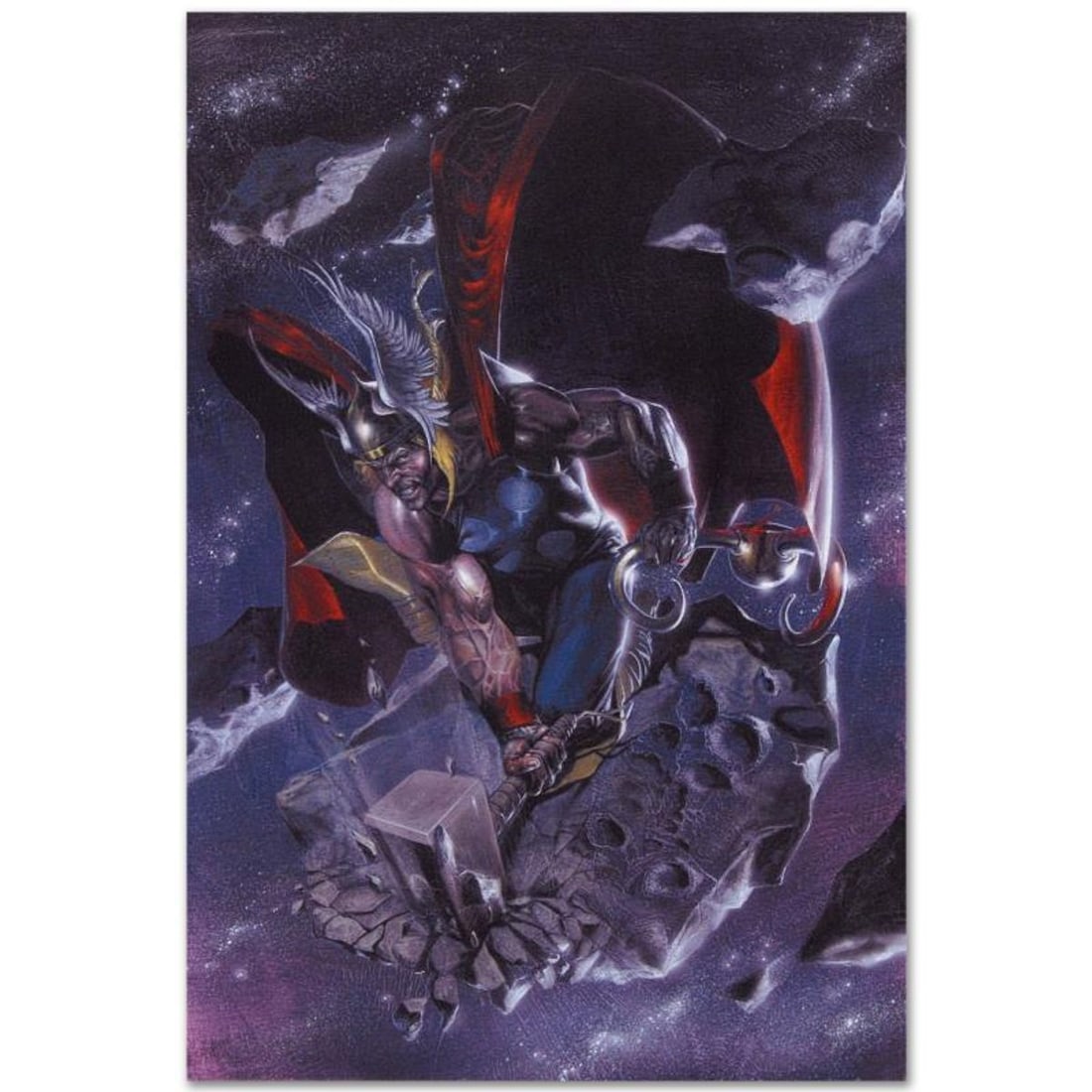 Marvel Comics "Secret War #4" Numbered Limited Edition Giclee on Canvas by Gabriele Dell'Otto with: A piece of comic book history, this limited edition, from original art by Gabriele Dell'Otto, depicts an enraged Thor. In 1998 Dell'Otto started collaborating with the European division of Marvel Comi