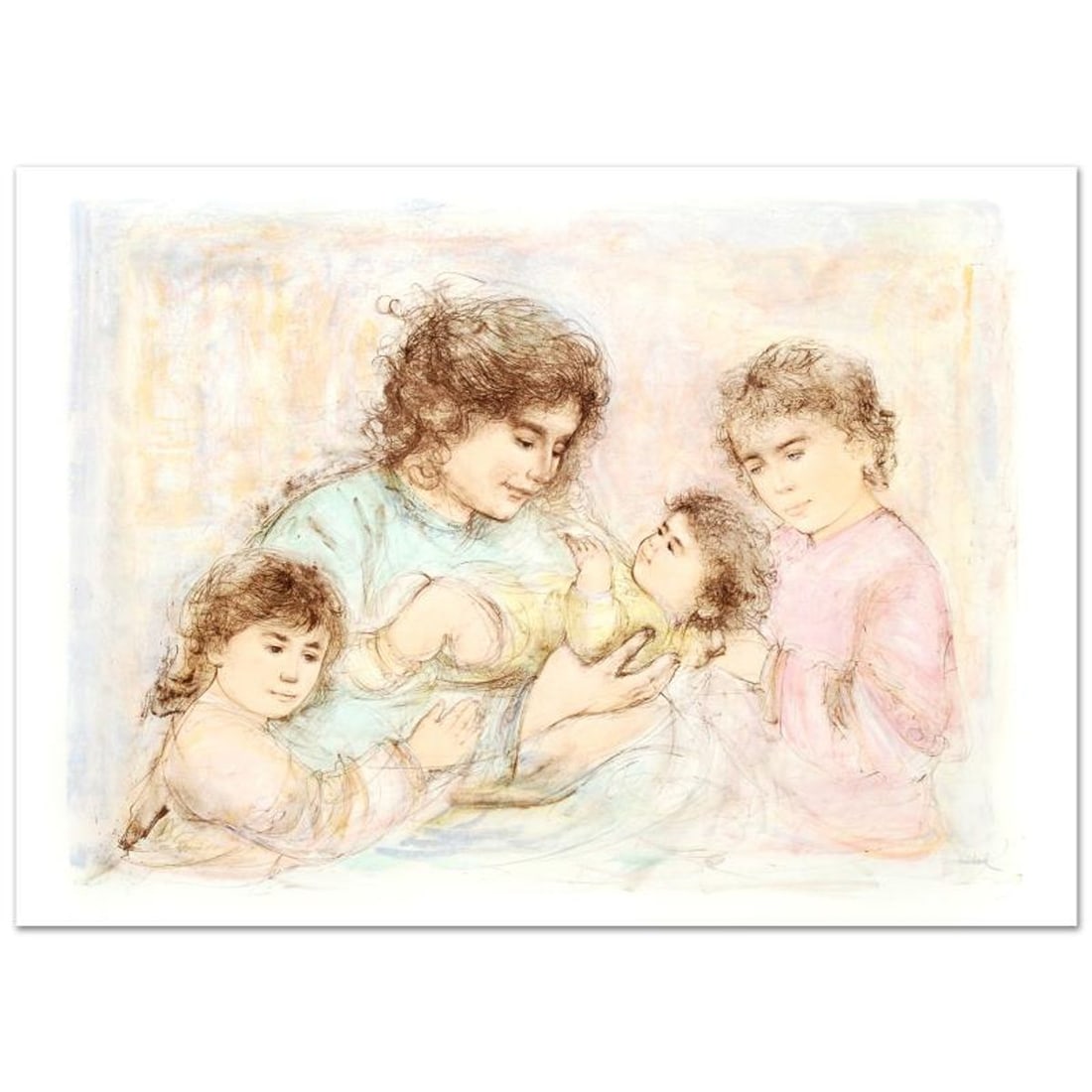 Marilyn and Children Limited Edition Lithograph (37" x 27") by Edna Hibel (1917-2014), Numbered and (1 of 1)