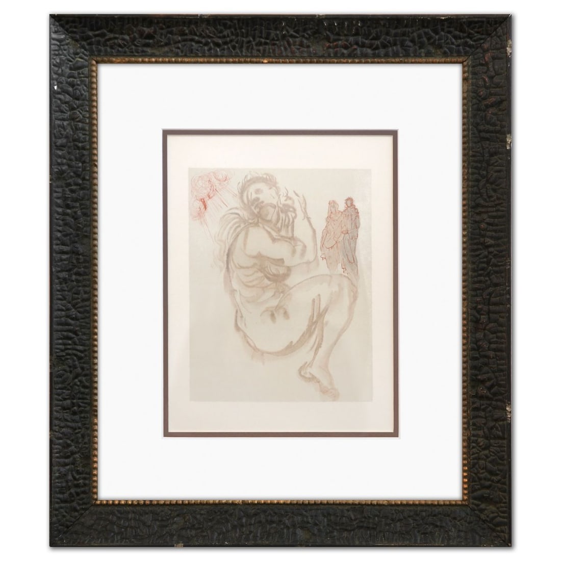 Salvador Dali- Original Color Woodcut on B.F.K. Rives Paper "Purgatory 19": Artist: Salvador Dali. Medium: Original Color Woodcut on B.F.K. Rives Paper. Title: Purgatory 19. Size: 13" x 10". Measures approx. 22" x 18" (framed). Certificate of Authenticity: Is included. Additi