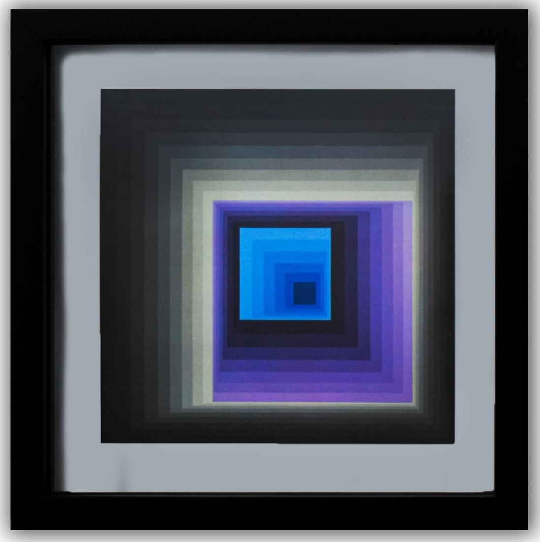 Victor Vasarely- Heliogravure Print "Reytey": Artist: Victor Vasarely. Medium: Heliogravure Print. Title: Reytey. Size: 10" x 10". Measures approx. 12" x 12" (framed). Additional: Custom Framed , 1975. Reference#: 21401.