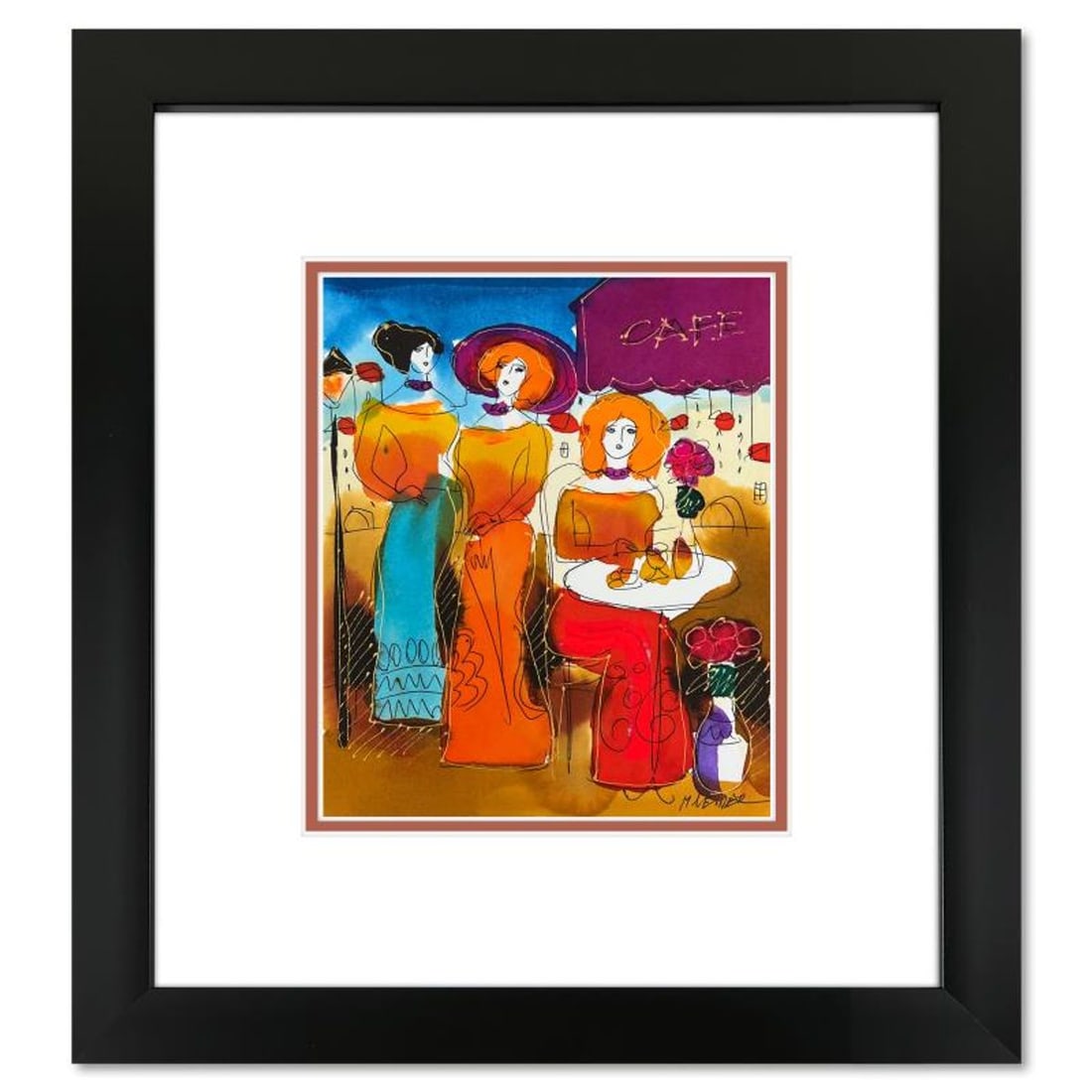 Moshe Leider, Framed Original Mixed Media Watercolor Painting, Hand Signed with Letter of: This is an original mixed media watercolor painting on paper by Moshe Leider. Hand signed by the artist, this piece comes custom framed and includes a Letter of Authenticity. Measures approximately 16