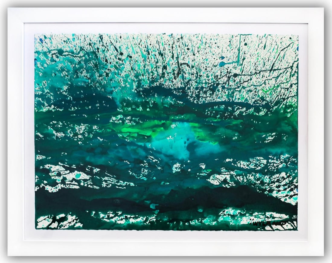 Wyland- Original Watercolor Painting on Deckle Edge Paper "Abstract": Artist: Wyland. Medium: Original Watercolor Painting on Deckle Edge Paper. Title: Abstract. Size: 22" x 30". Measures approx. 29" x 36" (framed). Signature: Hand Signed by the artist. Certificate of A