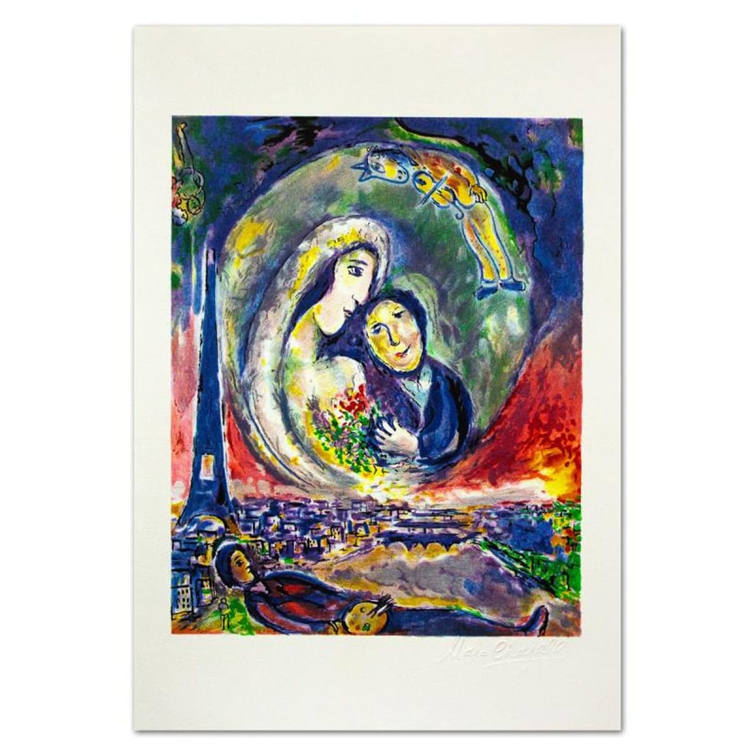 Marc Chagall (1887-1985), "Le Songe" Limited Edition Lithograph with Letter of Authenticity.: Le Songe is a limited edition lithograph on paper by Marc Chagall (1887-1985). Printed by Atelier Tete a Tete in Paris and authorized by the Chagall Estate and ADAGP Paris , the piece is plate signed 