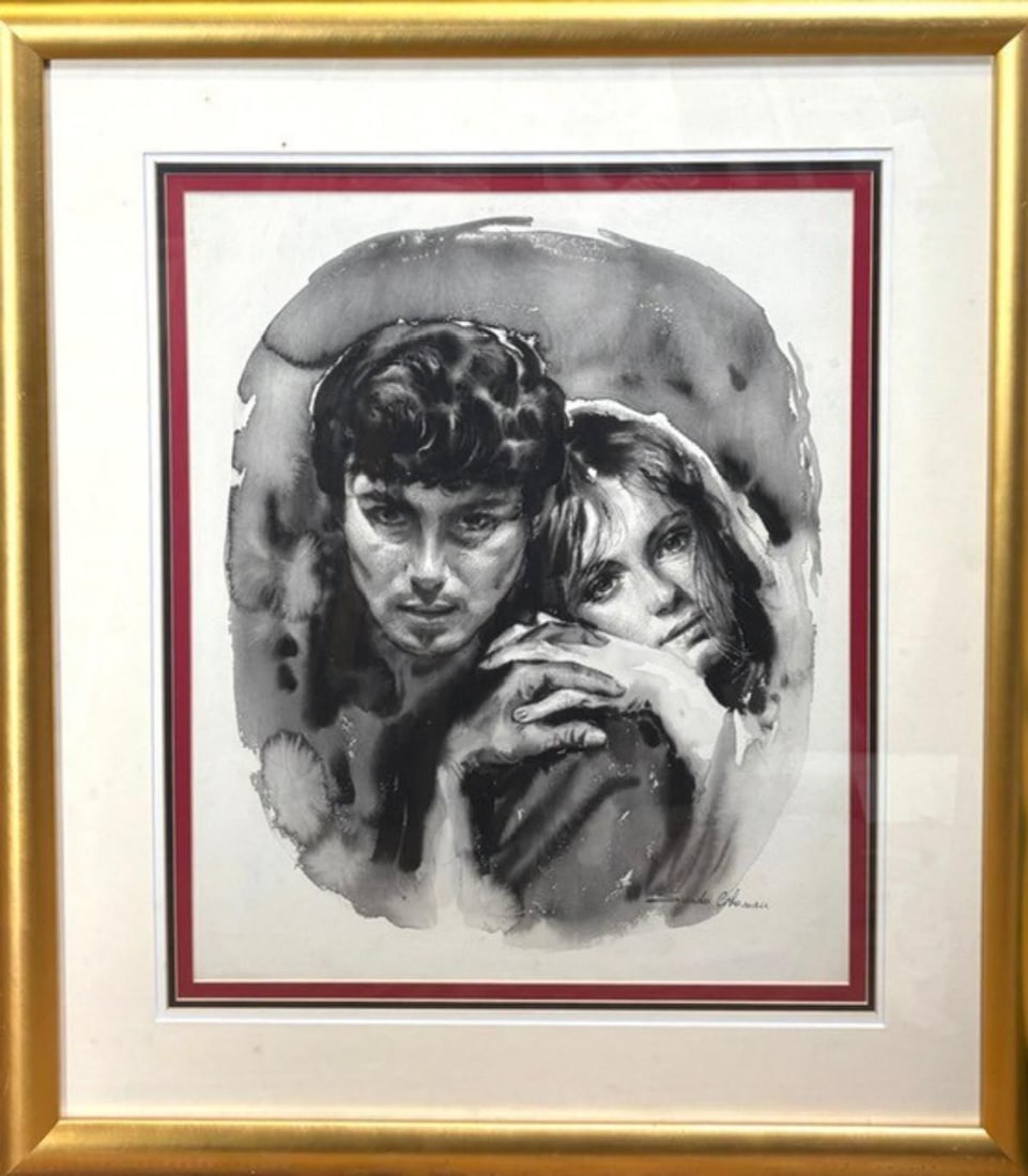 Sandu Liberman- Original watercolor on paper: Artist: Sandu Liberman. Medium: Original watercolor on paper. Measures approx. 20" x 34" (framed). Reference#: A-30895.