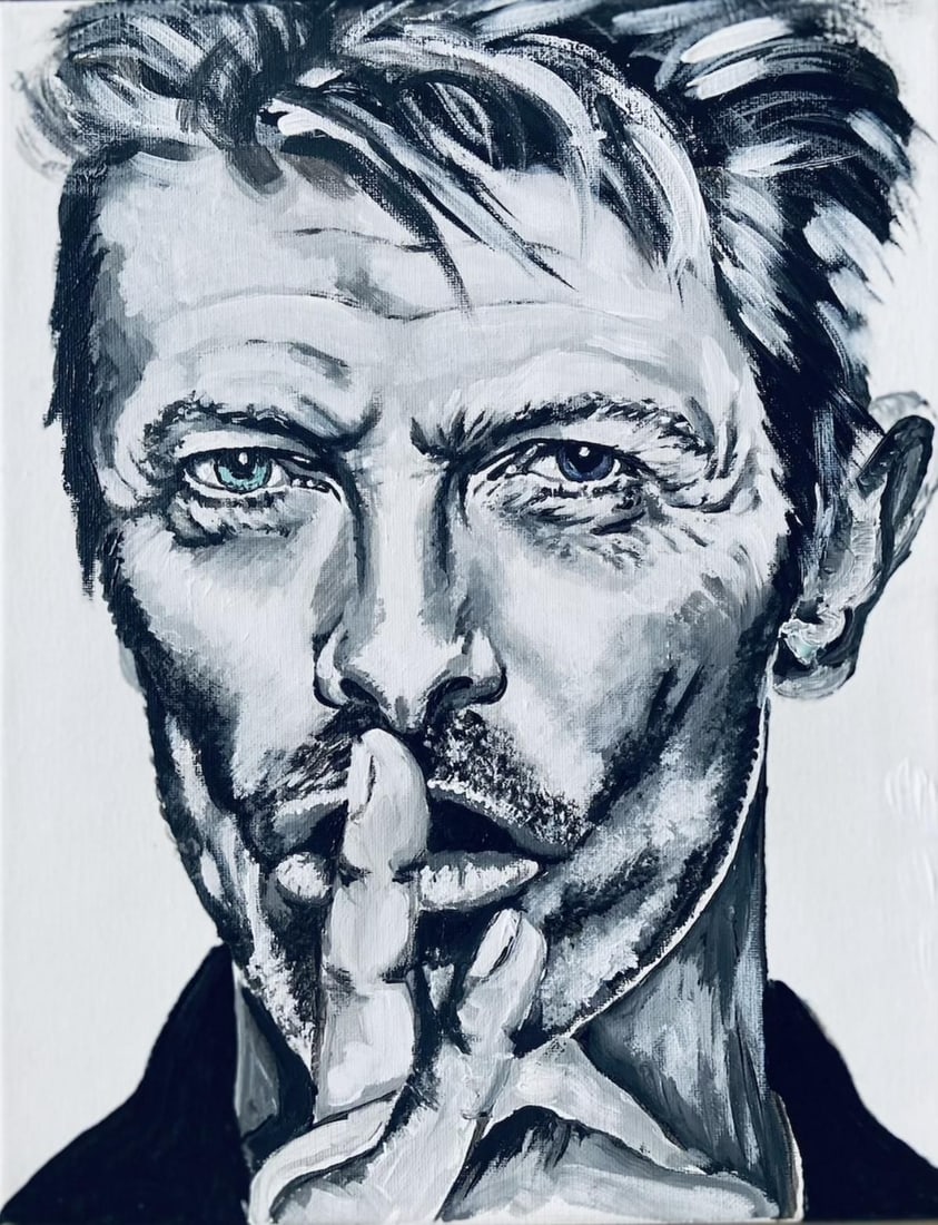 Sylvia Cohen- Original painting on canvas "Bowie": Artist: Sylvia Cohen. Medium: Original painting on canvas. Title: Bowie. Size: 11" x 14". Signature: Signed. Reference#: 42438.