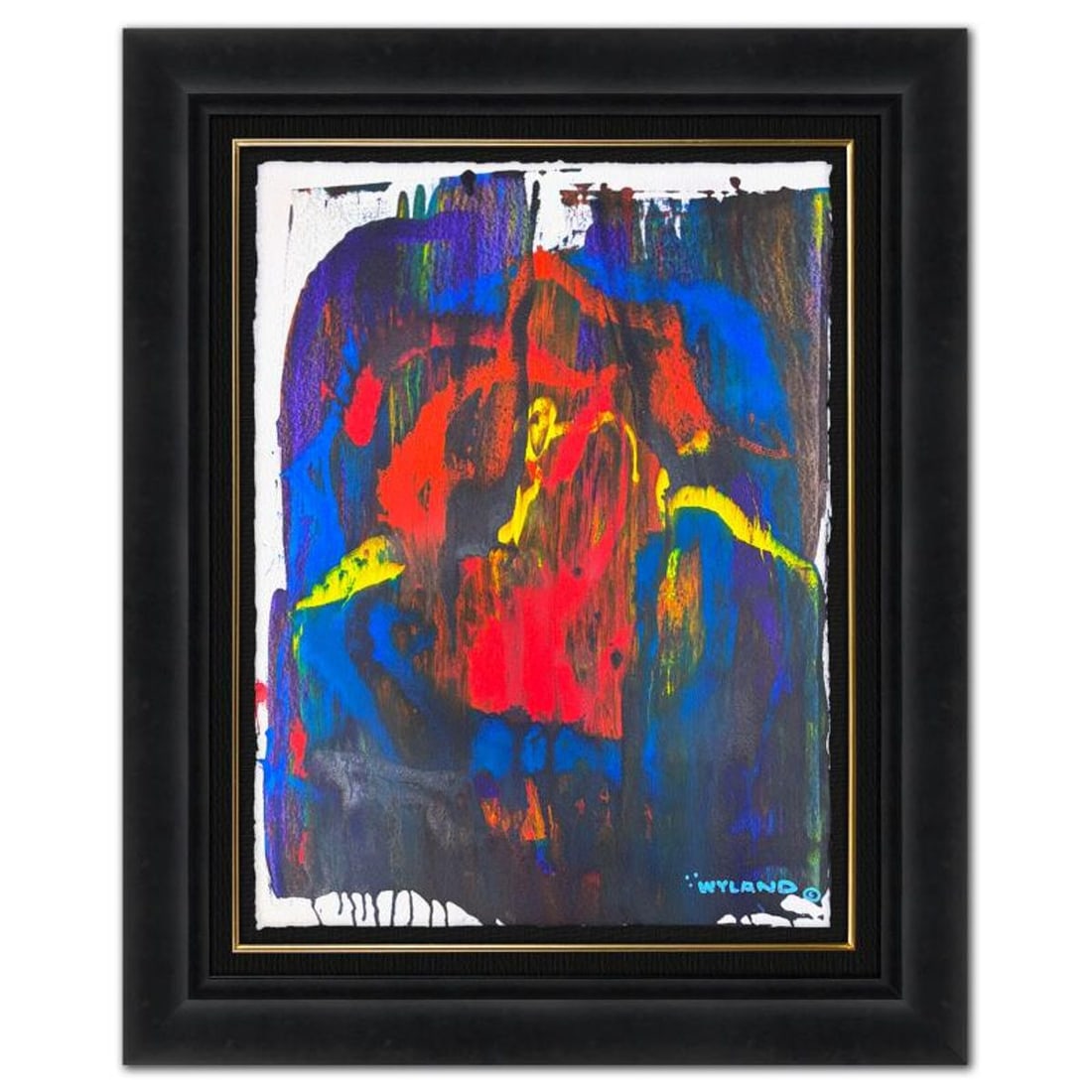 Wyland, "Untitled Abstract" Framed Original Painting on Paper, Hand Signed with Letter of (1 of 2)