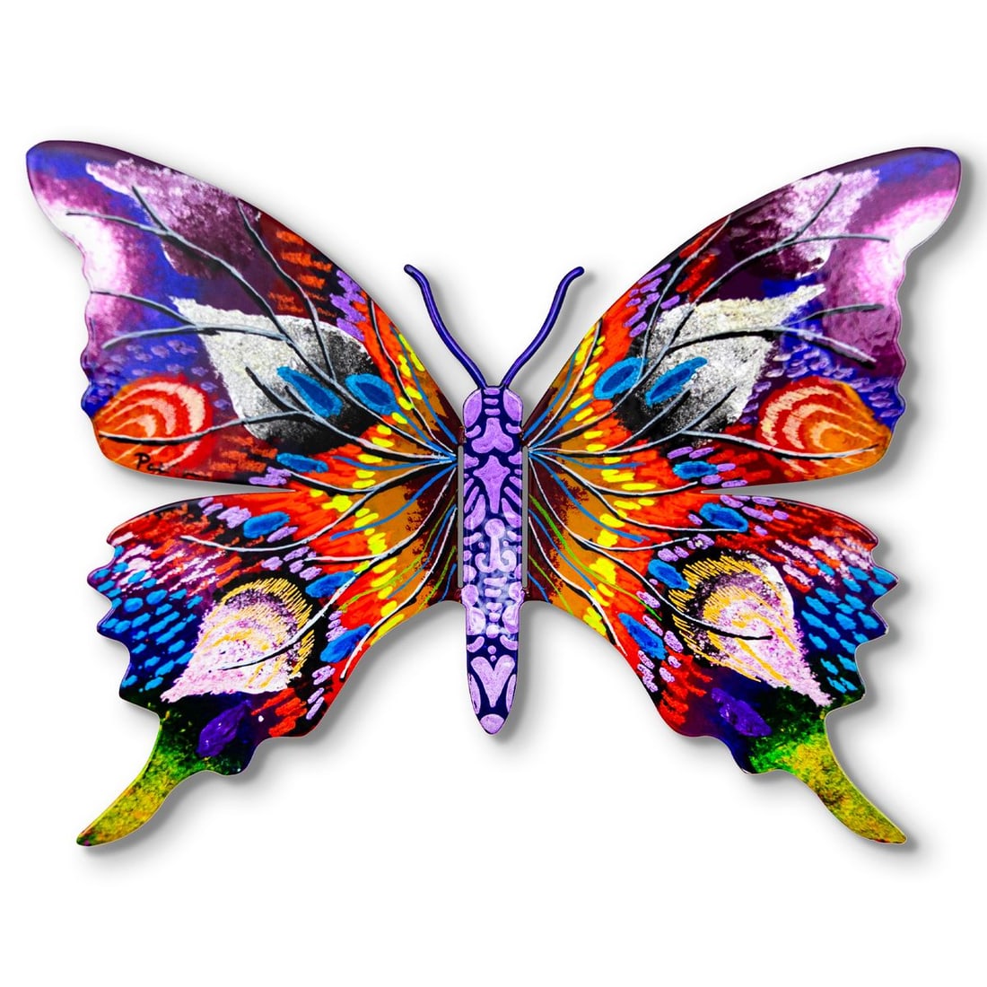 Patricia Govezensky- Original Painting on Cutout Steel "Butterfly": Artist: Patricia Govezensky. Medium: Original Painting on Cutout Steel. Title: Butterfly. Size: 8.5" x 11.5". Signature: Hand Signed by the artist. Certificate of Authenticity: Is included.