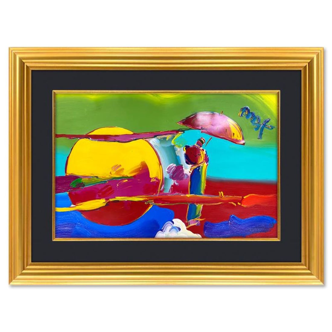 Peter Max, "New Moon 2" Framed One-of-a-Kind Mixed Media, Hand Signed with Registration Number (1 of 2)