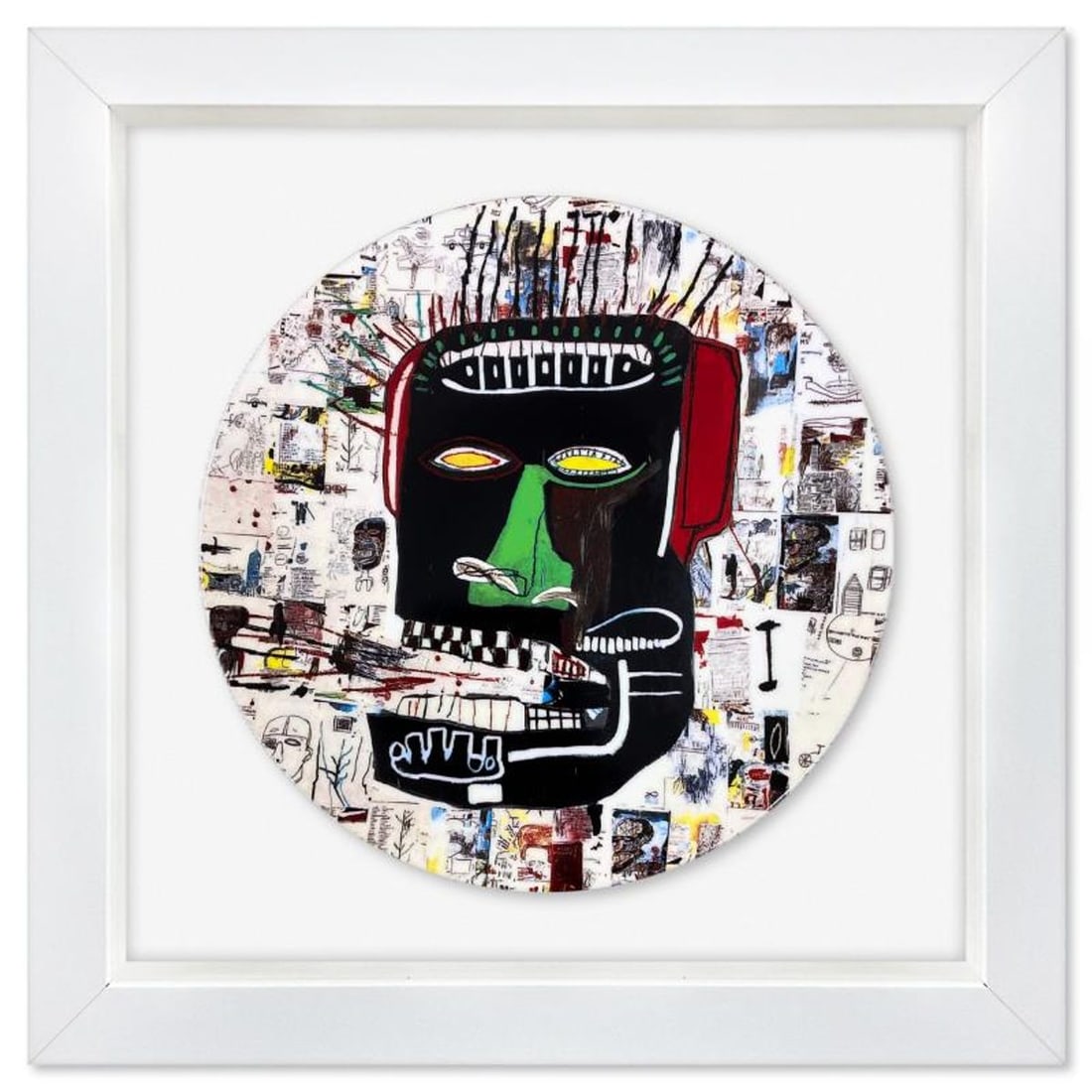 Jean-Michel Basquiat (1960-1988), "Glenn 1984" Framed Limoges Porcelain Plate. (1 of 2)