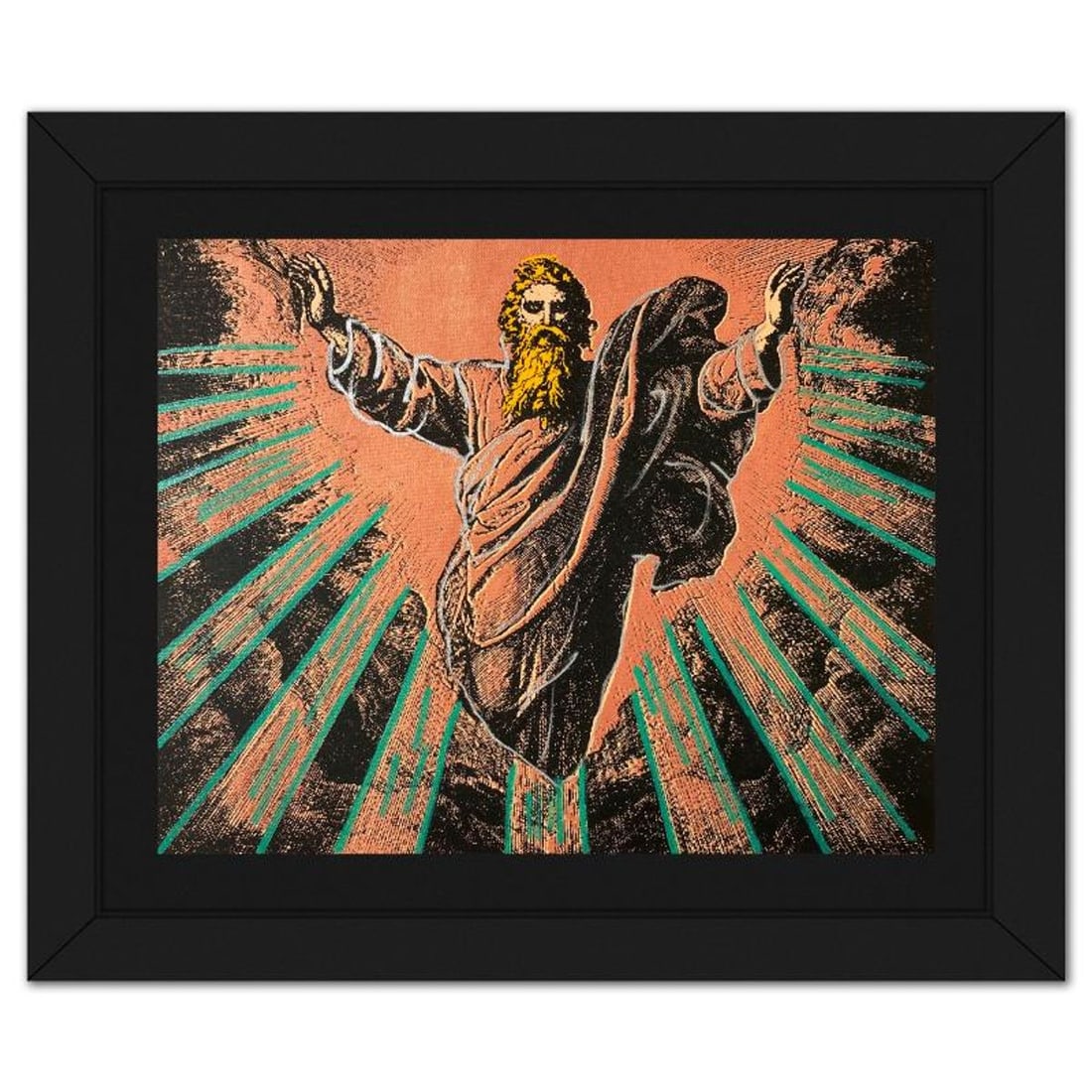 Steve Kaufman (1960-2010), "The Creation" Framed Hand Embellished Limited Edition Silscreen,: The Creation is a hand embellished limited edition silkscreen on canvas by Andy Warhol protege, Steve Kaufman (1960-2010), numbered AP 8/50 inverso and hand signed by the artist. This piece comes cust