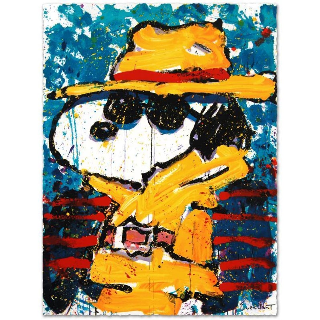 Undercover in Beverly Hills Limited Edition Hand Pulled Original Lithograph by Renowned Charles: Undercover in Beverly Hills is a limited edition hand pulled original lithograph on museum quality deckle-edge paper, numbered and hand signed by Tom Everhart. This is one of the final Everhart editio