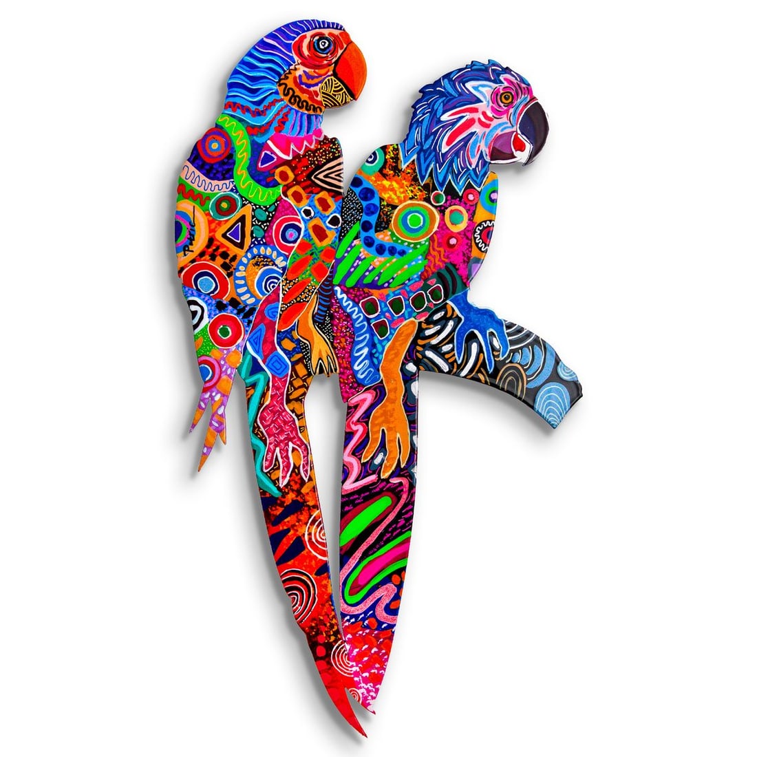 Patricia Govezensky- Original Painting on Laser Cut Steel "Two Parrots" (1 of 2)