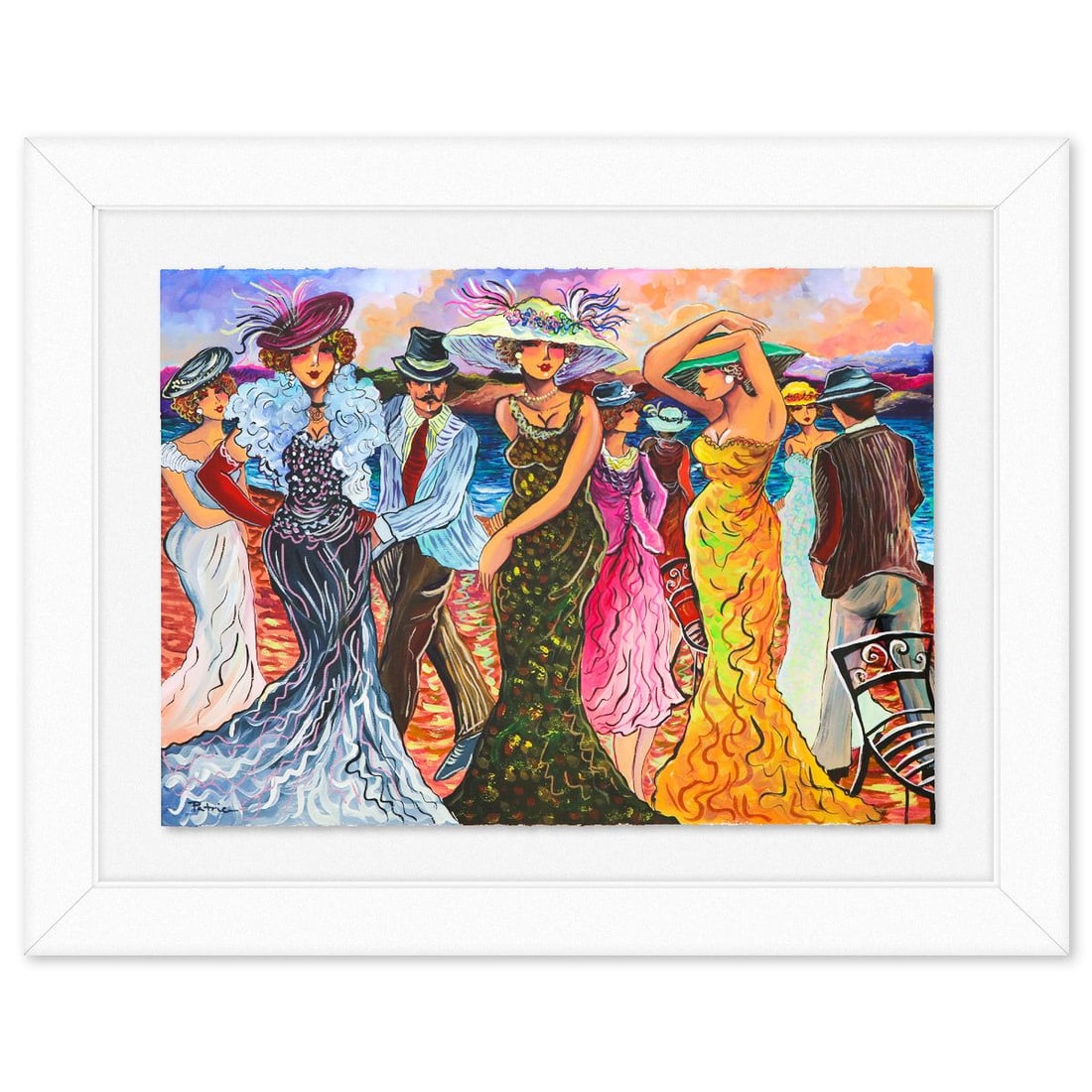 Patricia Govezensky- Original Watercolor on Paper "Ecstatic Celebration": Artist: Patricia Govezensky. Medium: Original Watercolor on Paper. Title: Ecstatic Celebration. Size: 22" x 30". Measures approx. 32" x 40" (framed). Signature: Hand signed. Certificate of