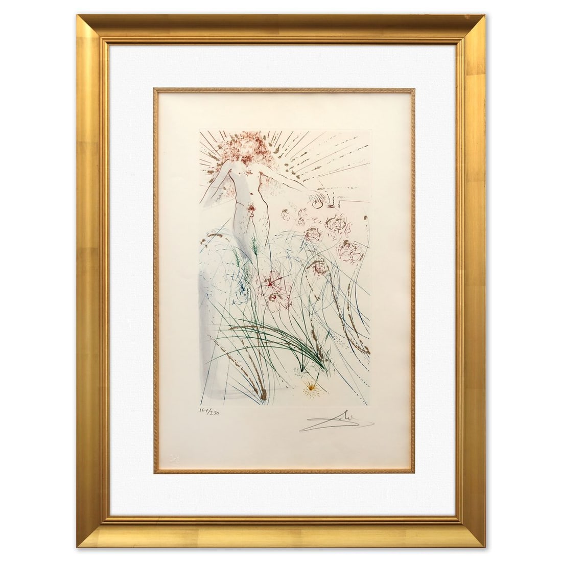 Salvador Dali- Original Lithograph "Return, O Shulamite": Artist: Salvador Dali. Medium: Original Lithograph. Title: Return, O Shulamite. Size: 22" x 15". Measures approx. 30" x 23" (framed). Signature: Hand signed and numbered. Certificate of Authenticity: 
