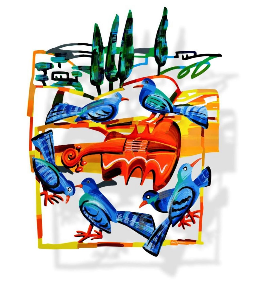 David Gerstein- Mixed Media Cutout Aluminum "Song of nature": Artist: David Gerstein. Medium: Mixed Media Cutout Aluminum. Title: Song of nature. Size: 20" x 25". Signature: Signed and numbered. Certificate of Authenticity: Is included. Additional: Edition - 150