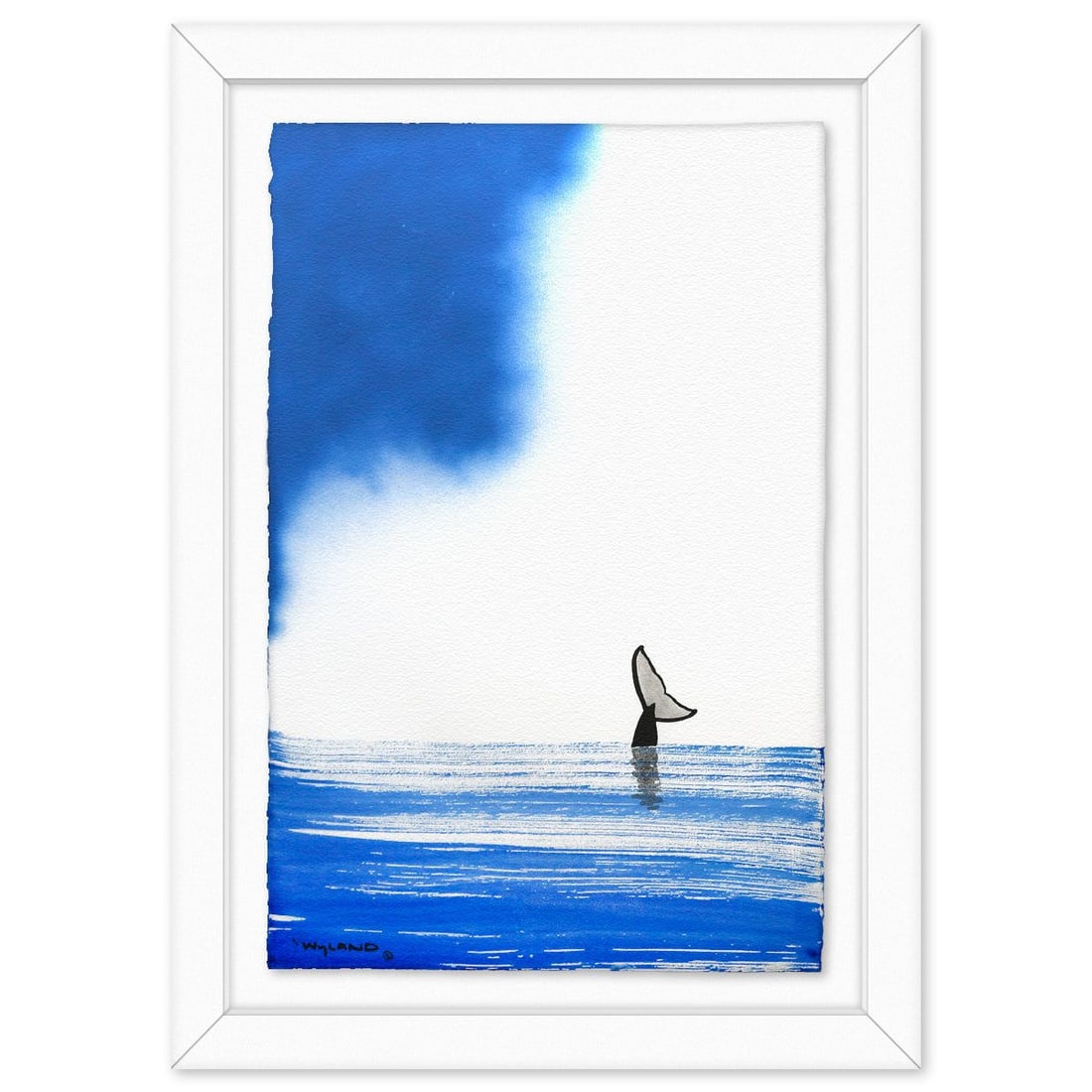 Wyland- Original Sumi Ink Painting "Whale Tail": Artist: Wyland. Medium: Original Sumi Ink Painting. Title: Whale Tail. Size: 40" x 26". Measures approx. 49" x 35" (framed). Signature: Hand signed by the artist. Certificate of Authenticity: Is inclu
