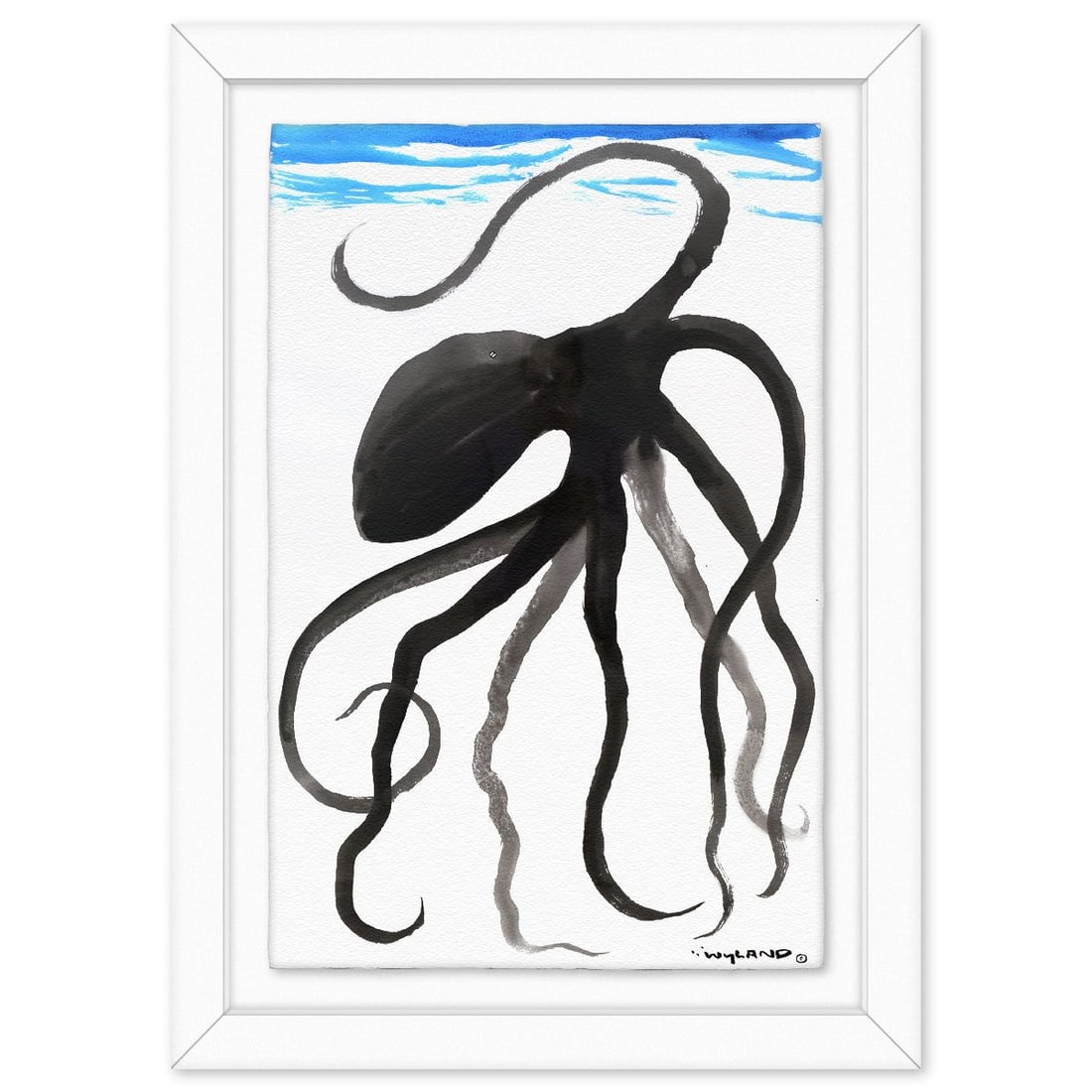 Wyland- Original Sumi Ink Painting "Octopus": Artist: Wyland. Medium: Original Sumi Ink Painting. Title: Octopus. Size: 40" x 26". Measures approx. 49" x 35" (framed). Signature: Hand signed by the artist. Certificate of Authenticity: Is