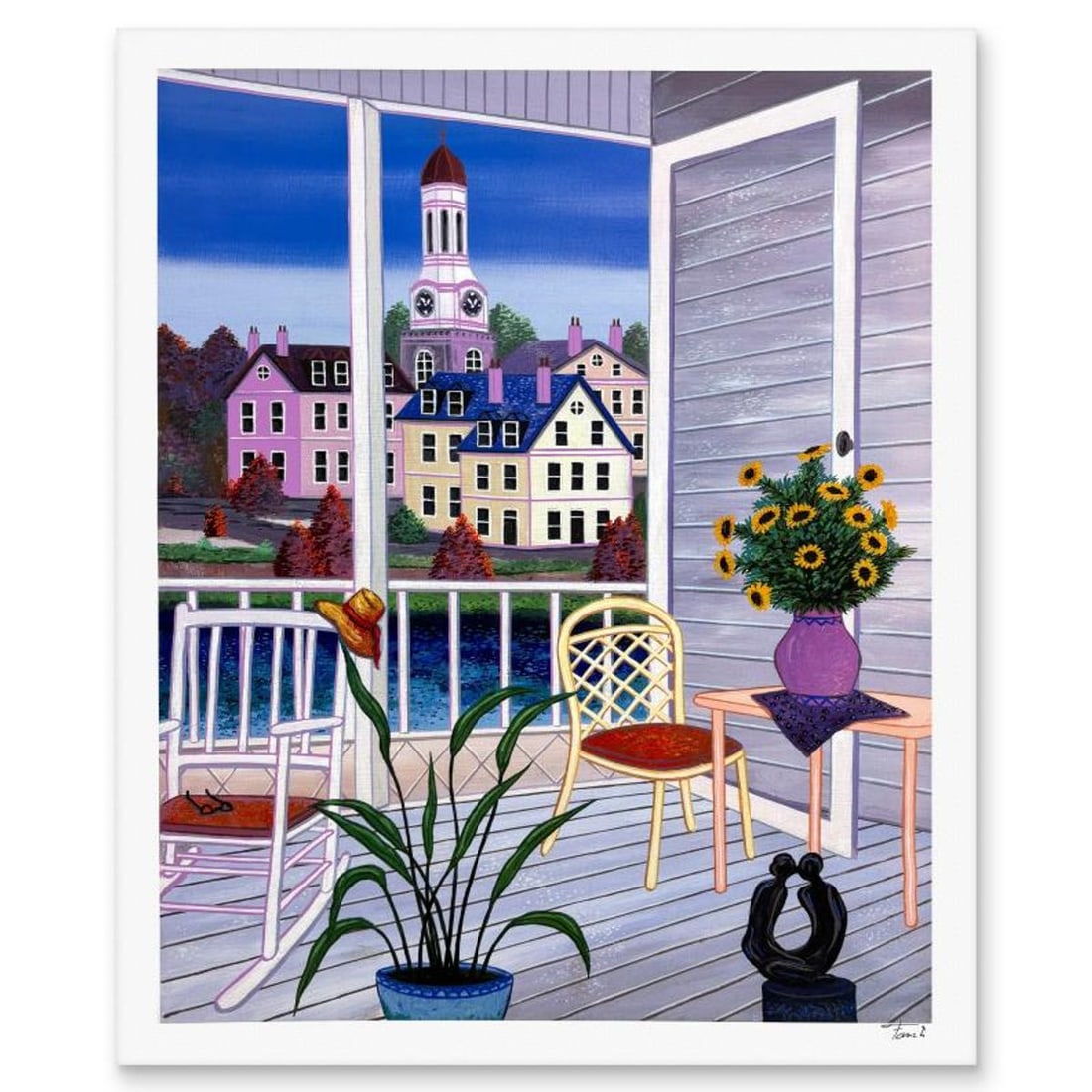 Fanch Ledan, "Porch in Virginia" Limited Edition Serigraph, AP Numbered and Hand Signed with Letter: Porch in Virginia is a limited edition serigraph on paper by Fanch Ledan, AP numbered and hand signed by the artist. Includes Letter of Authenticity. Measures approx. 23.5" x 19.5" (border), 21.5" x