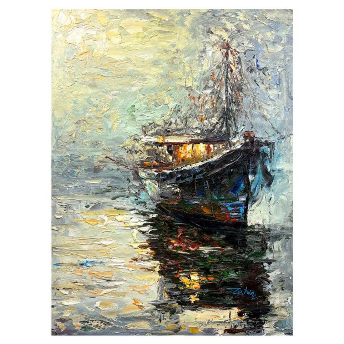 Zahra, Hand Signed Original Acrylic Painting on Canvas with Letter of Authenticity.: This is an original acrylic painting on canvas by Zahra, hand signed by the artist. Includes Letter of Authenticity. Measures approx. 40" x 30" (image).
