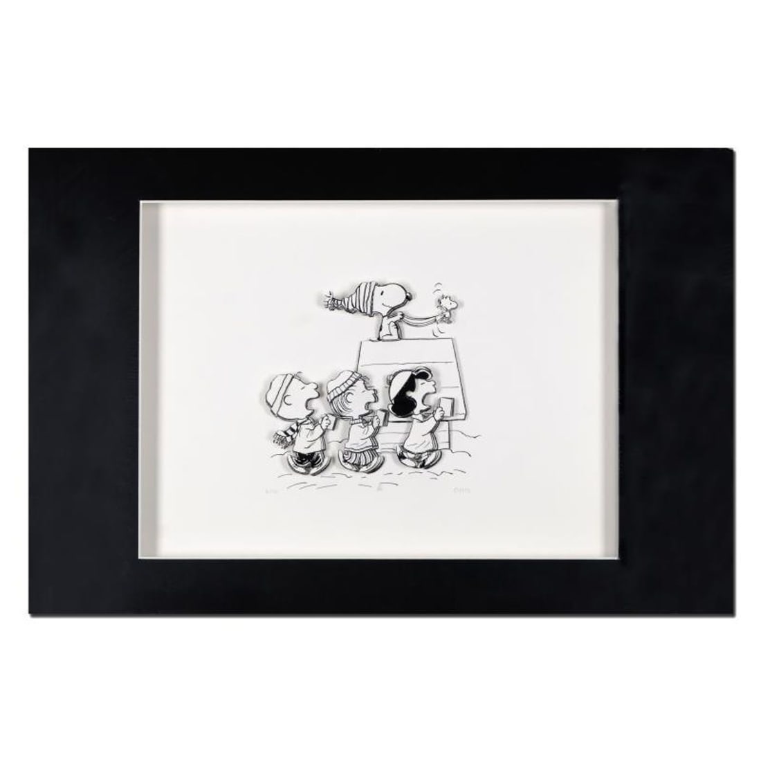 Peanuts, "Caroling Crew" Hand Numbered Limited Edition 3D Decoupage with Certificate of (1 of 2)