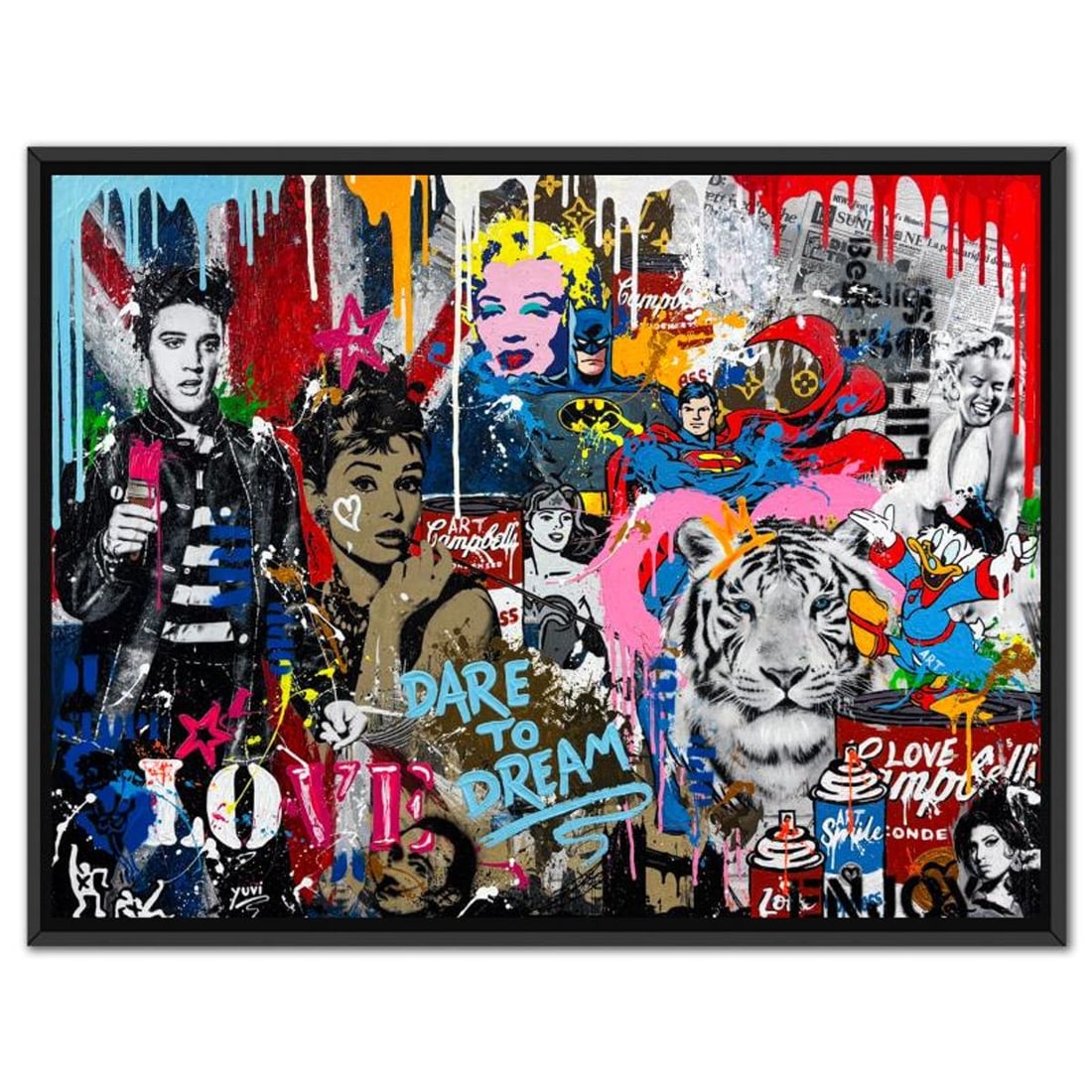 Yuvi, Framed Mixed Media Original on Canvas, Hand Signed with Letter of Authenticity.: This is a mixed media original on canvas by Yuvi, hand signed by the artist. This piece comes custom framed. Includes Letter of Authenticity. Measures approx. 41.5" x 31.5" (frame), 40" x 30" (image).