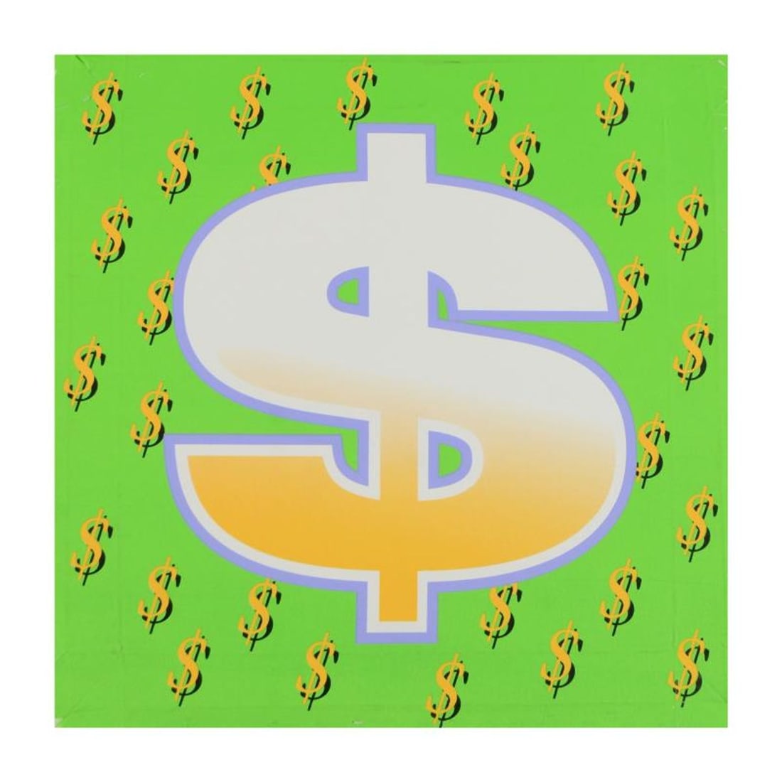 Steve Kaufman (1960-2010), "Dollar Sign (Green Bold)" Limited Edition Hand Pulled Silkscreen on: Dollar Sign is a limited edition hand pulled silkscreen on canvas by Andy Warhol protege Steve Kaufman (1960-2010). This piece is numbered 47/50 and hand signed inverso. Includes Certificate of authen