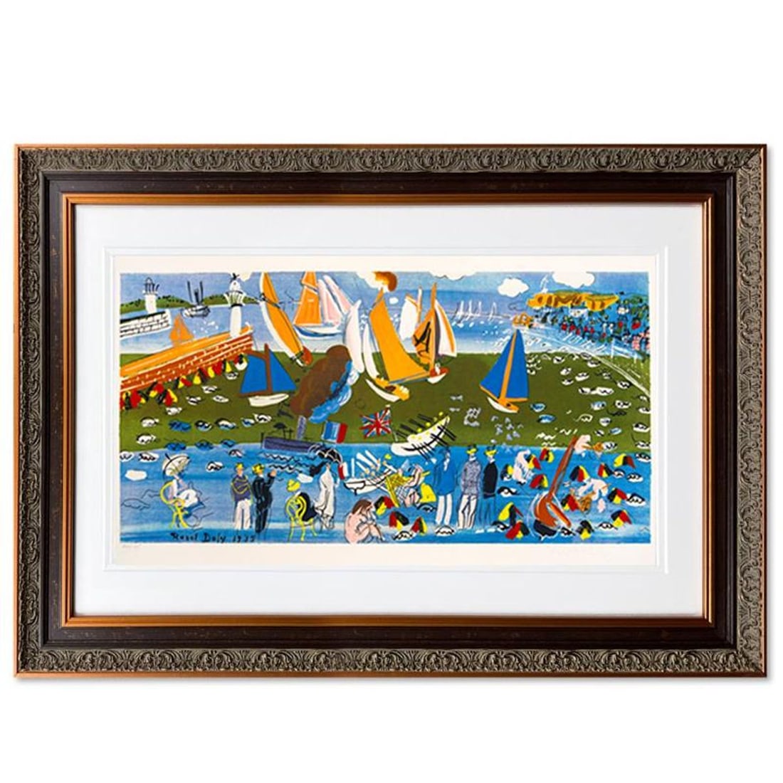 Raoul Dufy, "La Visite De L'escadre Anglaise Au Havre" Framed Limited Edition Lithograph with Letter: La Visite De L'escadre Anglaise Au Havre is a framed limited edition lithograph on paper by Raoul Dufy. Printed by Atelier Tete a Tete in Paris and authorized by Dufy owners of rights and ADAGP Paris 