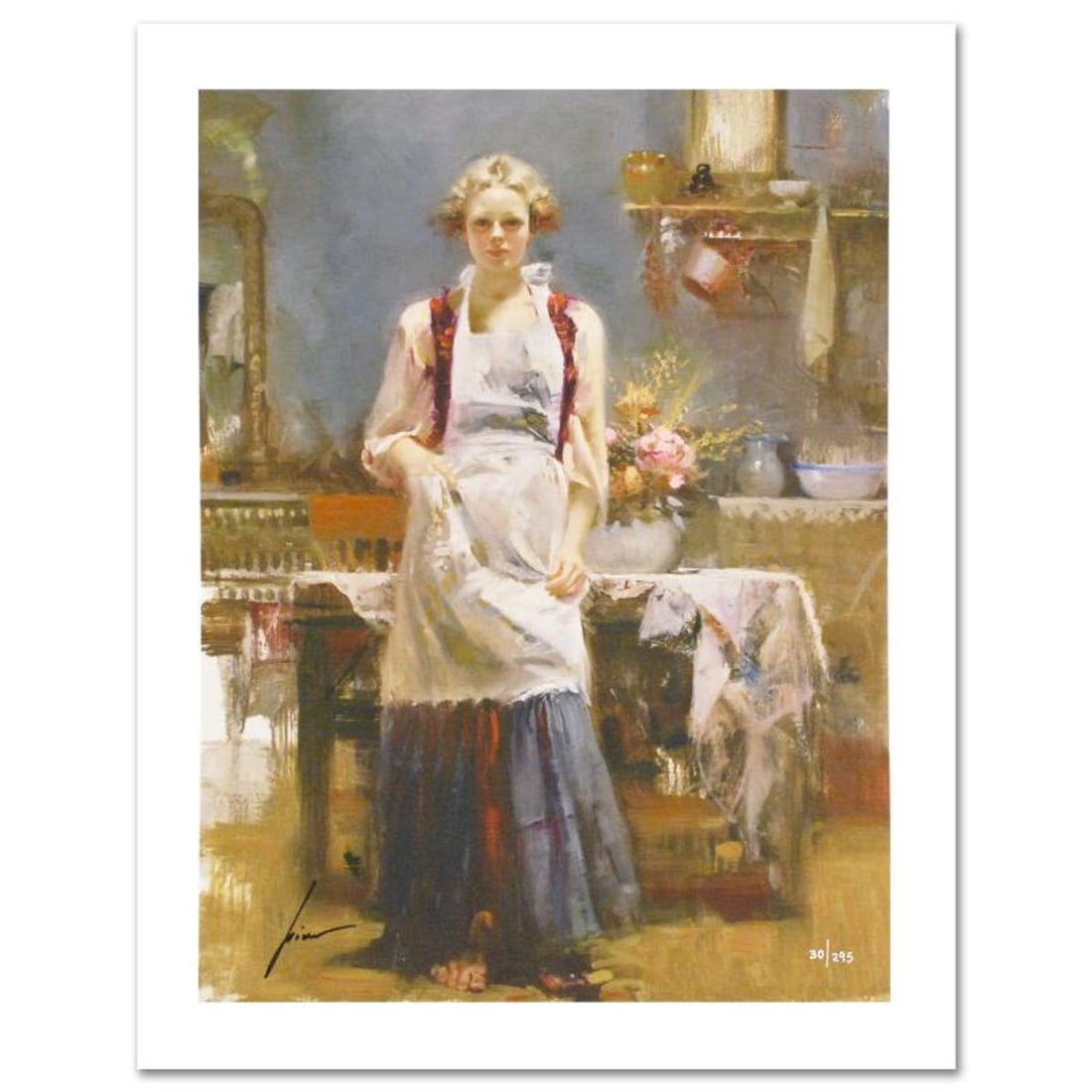 Pino (1939-2010), "Warm Memories" Limited Edition Giclee. Numbered and Hand Signed; Certificate of: Warm Memories is a limited edition giclee on paper by Pino (1939-2010). The piece comes numbered and is hand signed by the artist. Includes Certificate of Authenticity. Measures approximately 20 x 16"