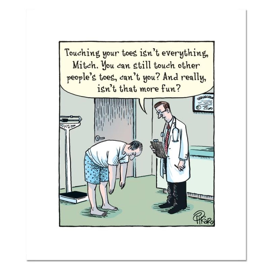 Bizarro, "Doctor Toes" Numbered Limited Edition Hand Signed by Creator Dan Piraro; Letter of: Doctor Toes is a limited edition giclee on paper by Dan Piraro, creator of the critically acclaimed and award winning comic strip, Bizarro! This piece is numbered and hand signed by the artist and