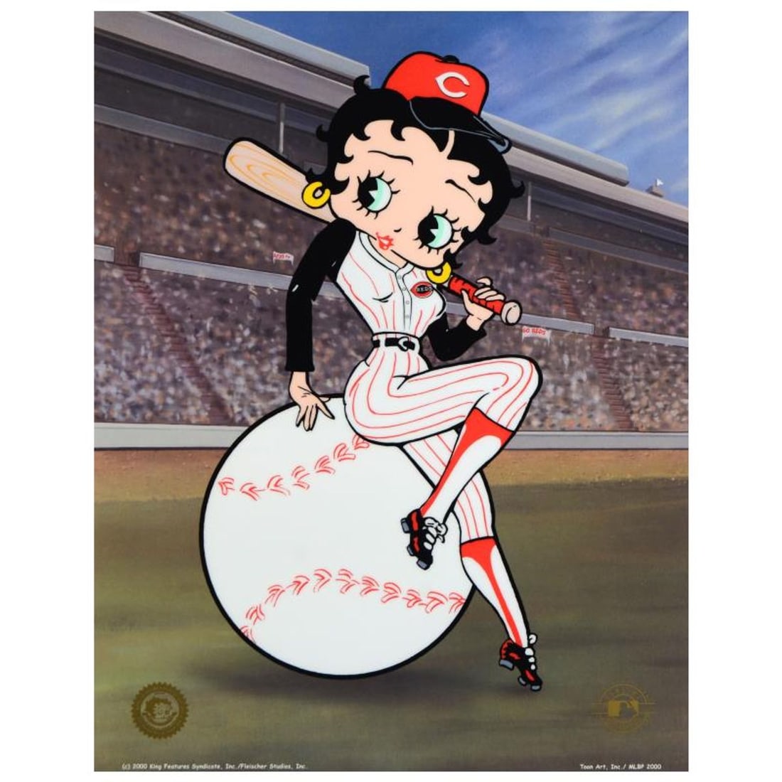 Betty on Deck, Reds Limited Edition Sericel from King Features Syndicate, Inc., Numbered with COA.: Betty on Deck - Reds is a limited edition sericel with background from King Features Syndicate, Inc, numbered and bearing King Features' official seal. Includes Certificate of Authenticity! Measures