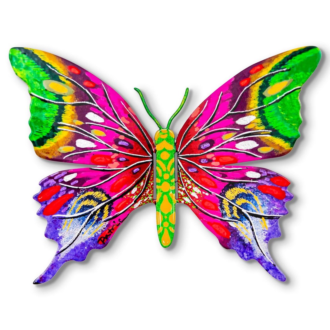 Patricia Govezensky- Original Painting on Cutout Steel "Butterfly": Artist: Patricia Govezensky. Medium: Original Painting on Cutout Steel. Title: Butterfly. Size: 6" x 8". Signature: Hand Signed by the artist. Certificate of Authenticity: Is included. Reference#: 563