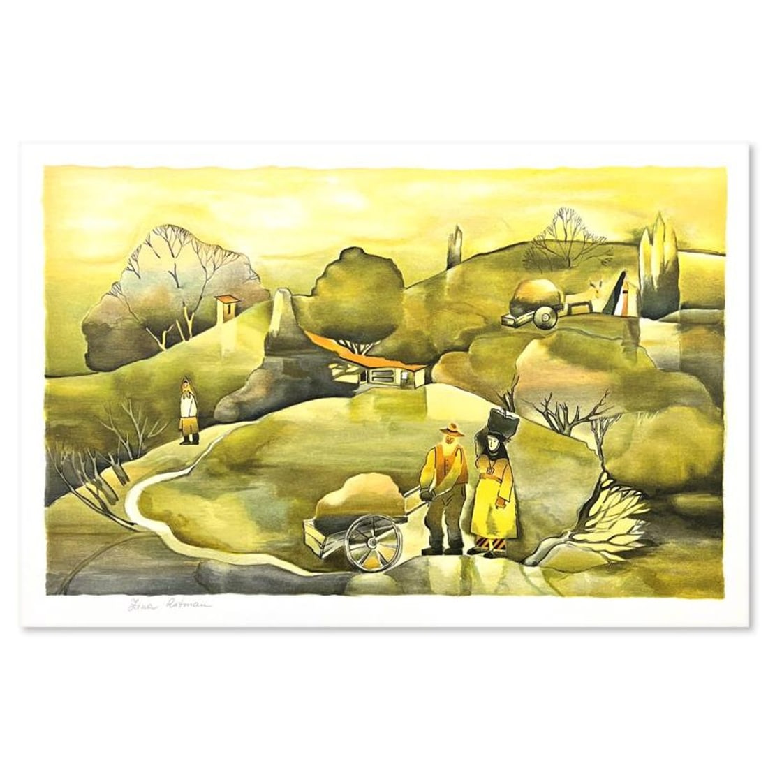 Zina Roitman, Limited Edition Serigraph, Hand Signed and Numbered, Letter of Authenticity.: This is a limited edition serigraph on paper by Zina Roitman. The piece comes hand signed by the artist, numbered, and with a letter of authenticity. Measures approximately 8" x 7". Reference#: 93358.