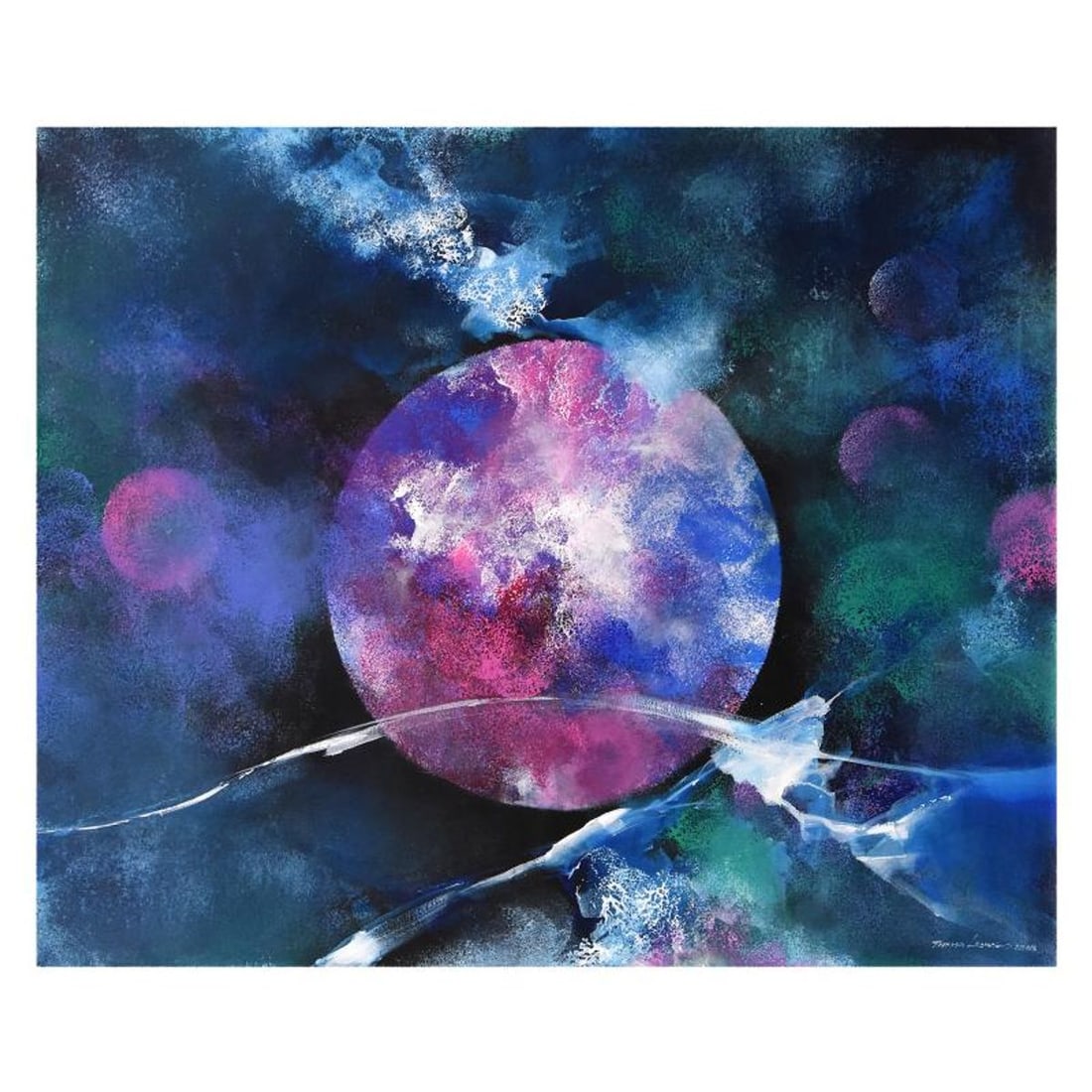Thomas Leung, "Outer Space" Original Acrylic Painting on Canvas (39" x 31"), Hand Signed with Letter (1 of 2)