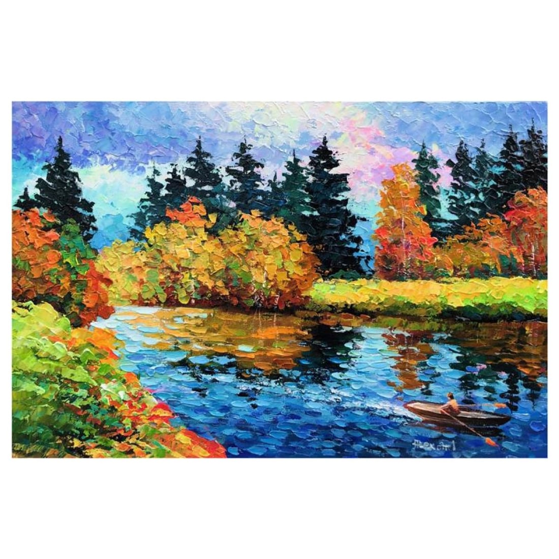 Alexander Antanenka, "Happy Along" Original Painting on Canvas, Hand Signed with Letter of: Happy Along is an original oil painting on stretched canvas by Alexander Antanenka. Hand signed by the artist, the piece comes with a letter of authenticity. Measures approximately 16" x 24" (image). 