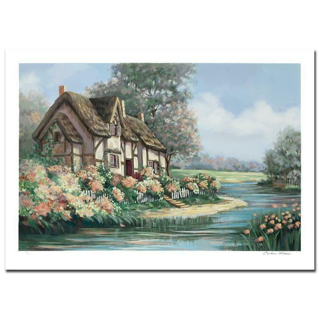 Springtime in Sheffield Limited Edition Serigraph (36" x 24") by Earlene Moses, Numbered and Hand: Springtime in Sheffield is a limited edition serigraph on paper, numbered and hand by Earlene Moses. Includes Certificate of Authenticity! Measures approx. 40" x 28.5" (with border), 36" x 24" (image)