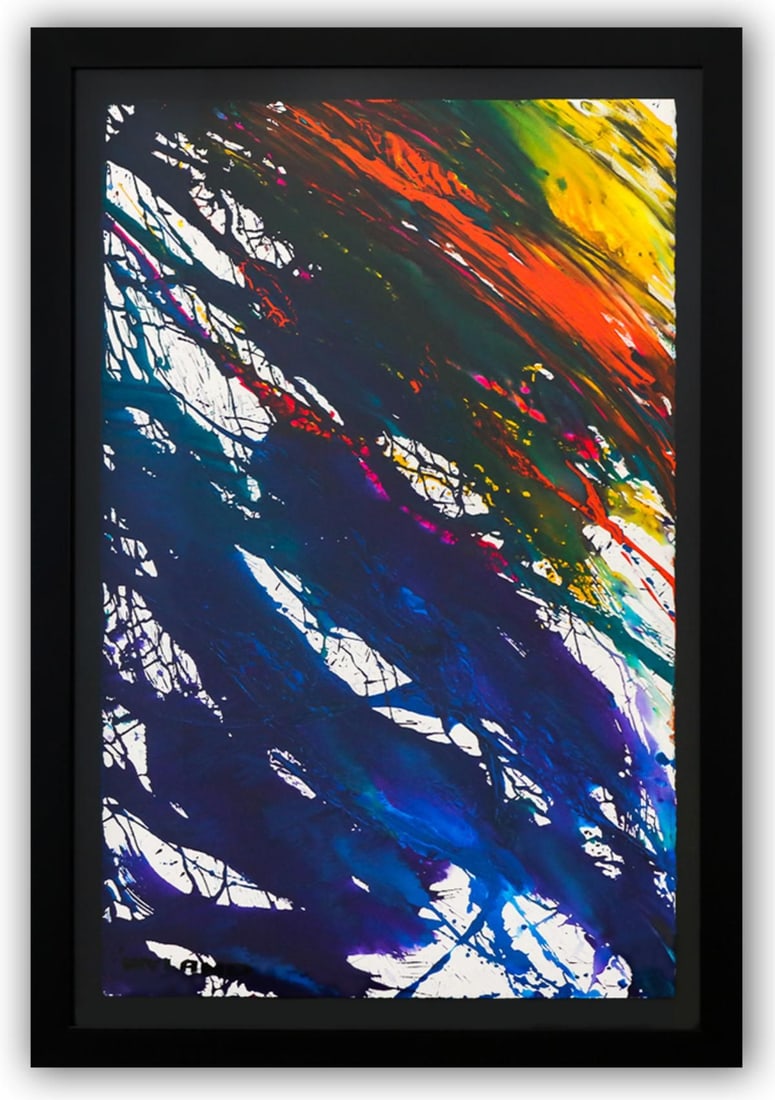 Wyland- Original Watercolor Painting on Deckle Edge Paper "Abstract": Artist: Wyland. Medium: Original Watercolor Painting on Deckle Edge Paper. Title: Abstract. Size: 40" x 26". Measures approx. 47" x 32" (framed). Signature: Hand Signed by the artist. Certificate of