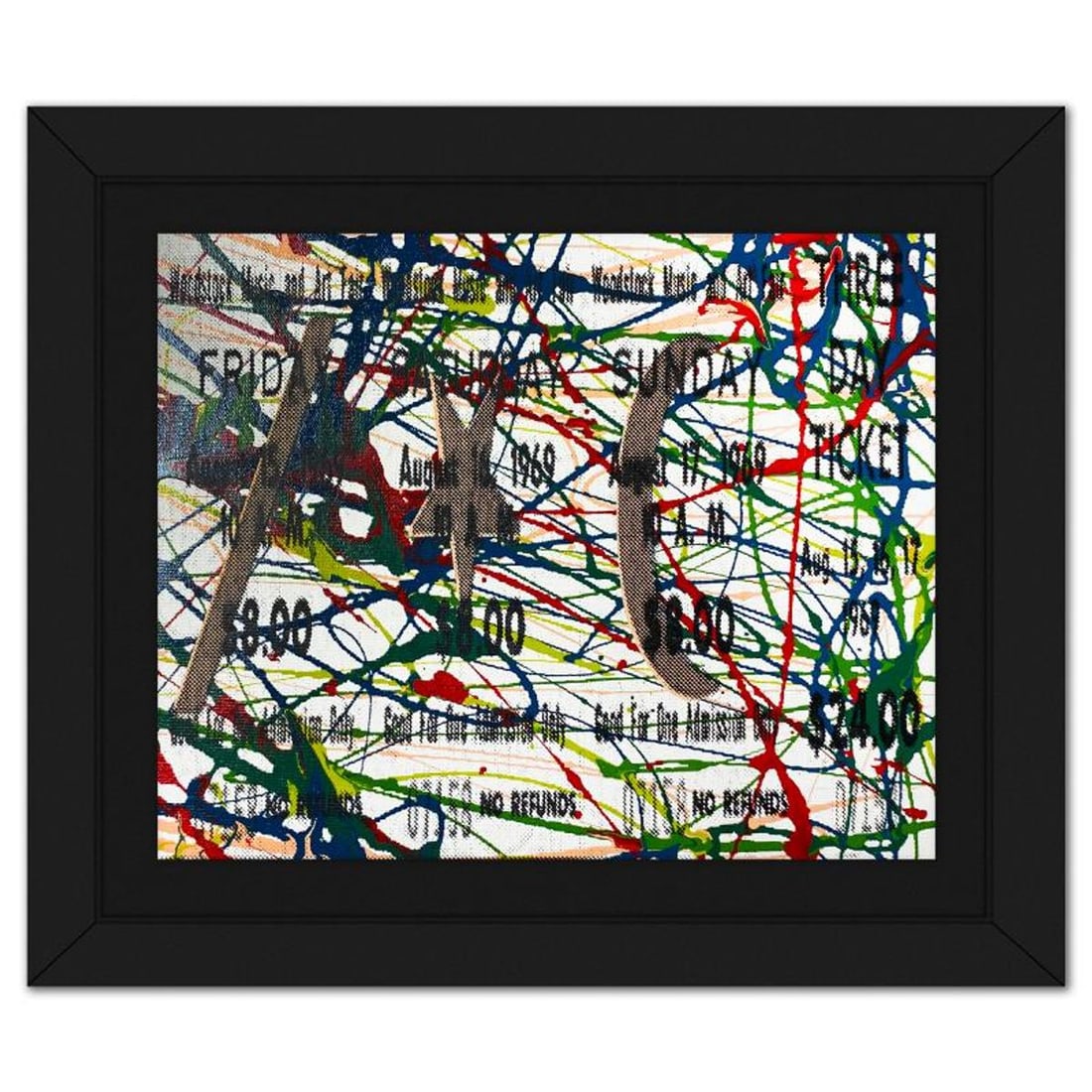 Steve Kaufman (1960-2010), "Woodstock Ticket" Framed Hand Embellished Limited Edition Silscreen, (1 of 2)