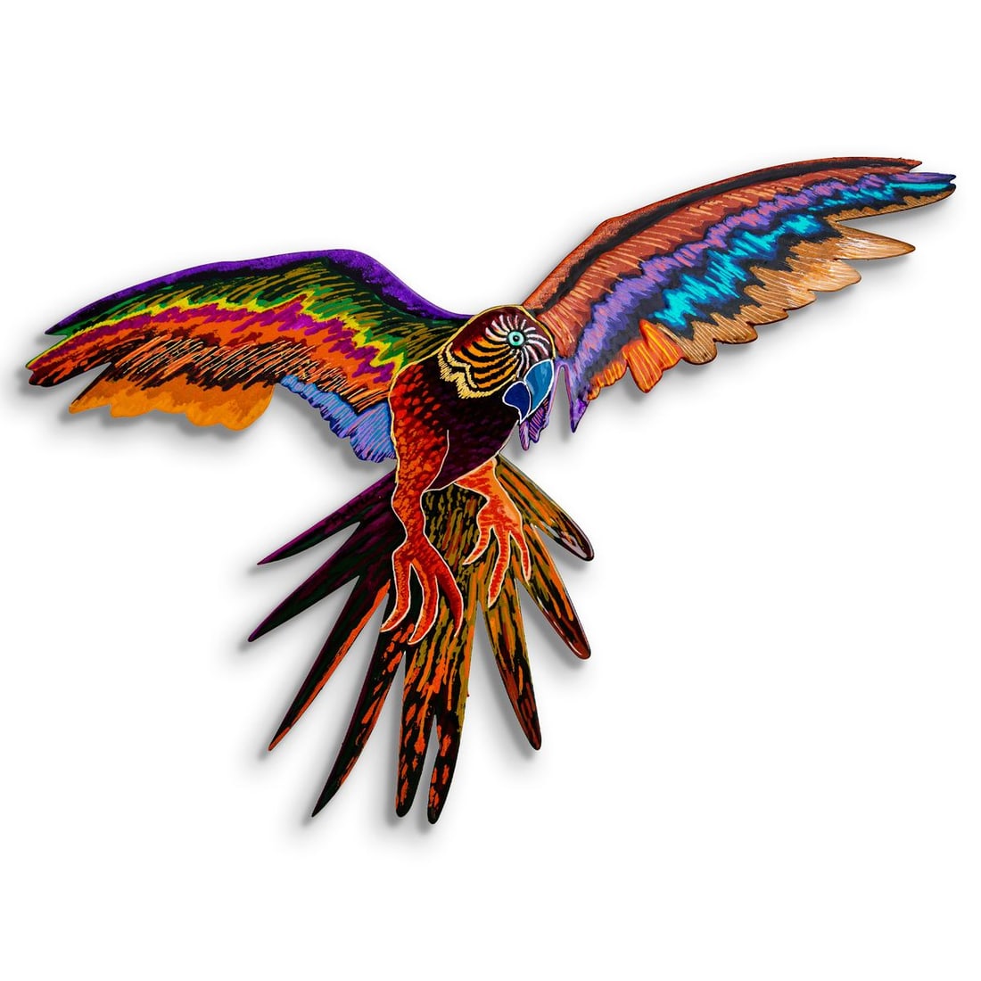 Patricia Govezensky- Original Painting on Laser Cut Steel "Macaw": Artist: Patricia Govezensky. Medium: Original Painting on Laser Cut Steel. Title: Macaw. Size: 11.5" x 18". Signature: Hand Signed by the artist. Certificate of Authenticity: Is included. Reference#: 