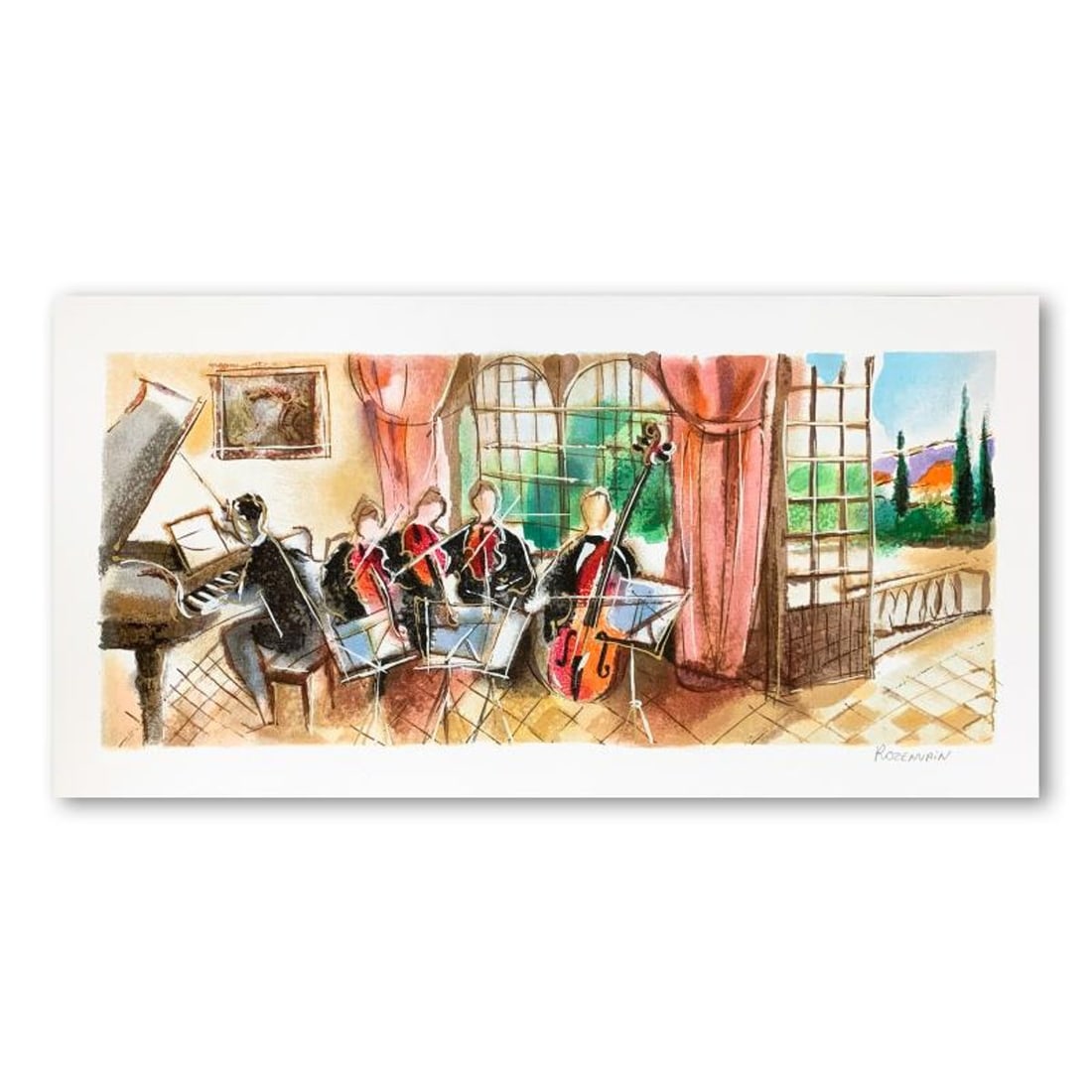 Michael Rozenvain, Hand Signed Limited Edition Serigraph on Paper with Letter of Authenticity.: This is a limited edition serigraph on paper by Michael Rozenvain. It is numbered and hand signed and includes a letter of authenticity. Measures approximately 8" x 19.5" (image). Reference#: 93449.