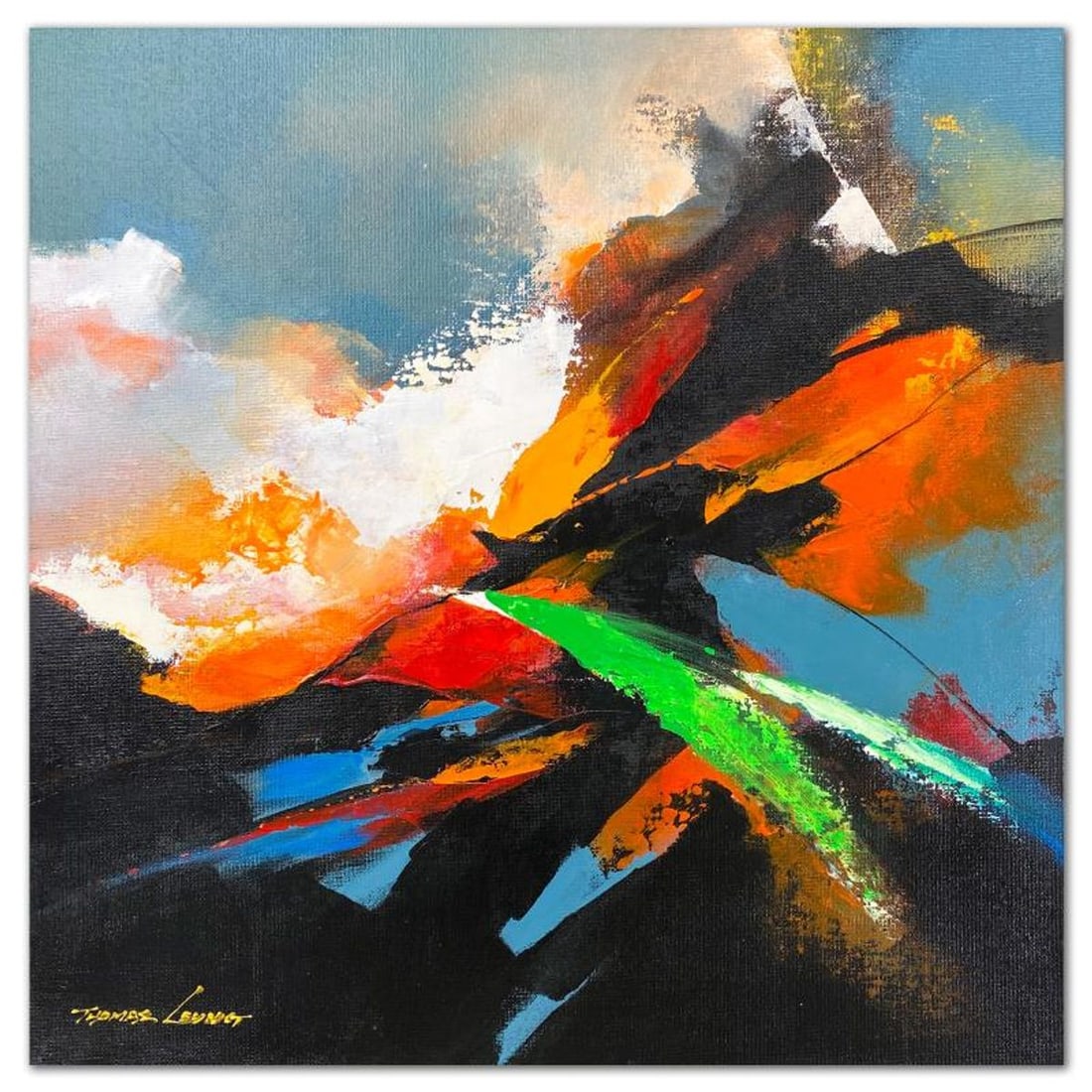 Thomas Leung, "Open Valley 1" Original Acrylic Painting on Canvas Board, Hand Signed with Letter of (1 of 2)