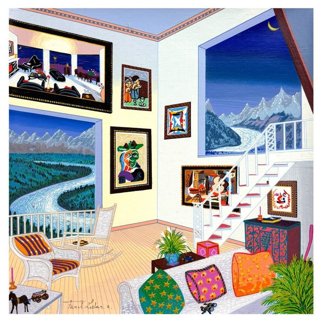 Fanch Ledan, "Picasso in Aspen" Limited Edition Serigraph on Canvas, AP Numbered and Hand Signed: Picasso in Aspen is a limited edition serigraph on canvas by Fanch Ledan, AP numbered and hand signed by the artist. Includes Certificate of Authenticity. Measures approx. 12.5" x 12" (image).
