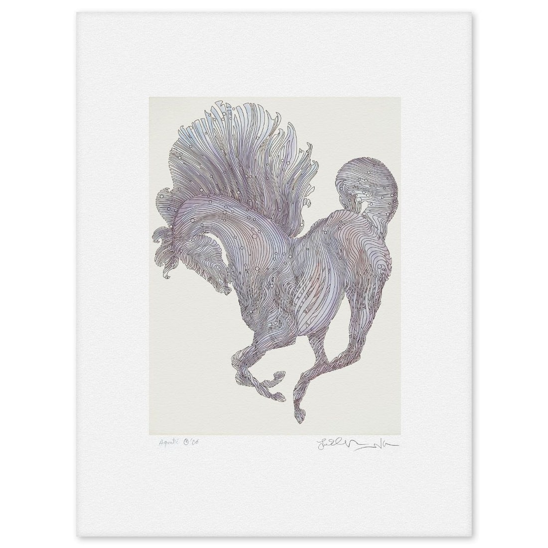 Guillaume Azoulay- Etching "Aquatique": Artist: Guillaume Azoulay. Medium: Etching. Title: Aquatique. Size: 26" x 20". Signature: Hand Signed. Reference#: 74601.