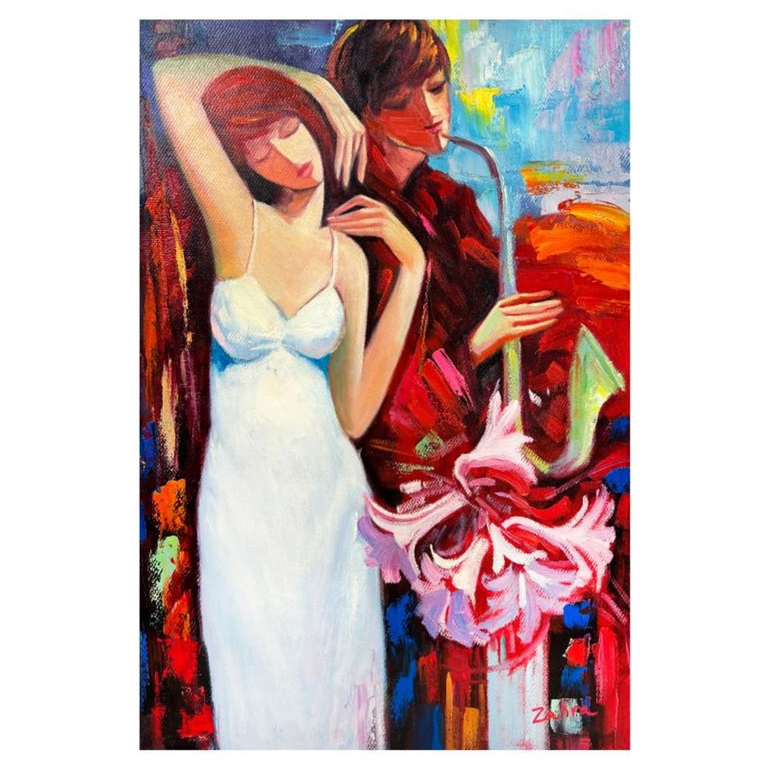 Zahra, Original Acrylic Painting on Canvas, Hand Signed with Letter of Authenticity.: This is an original acrylic painting on canvas by Zahra, hand signed by the artist. Includes Letter of Authenticity. Measures approx. 30" x 20" (image).
