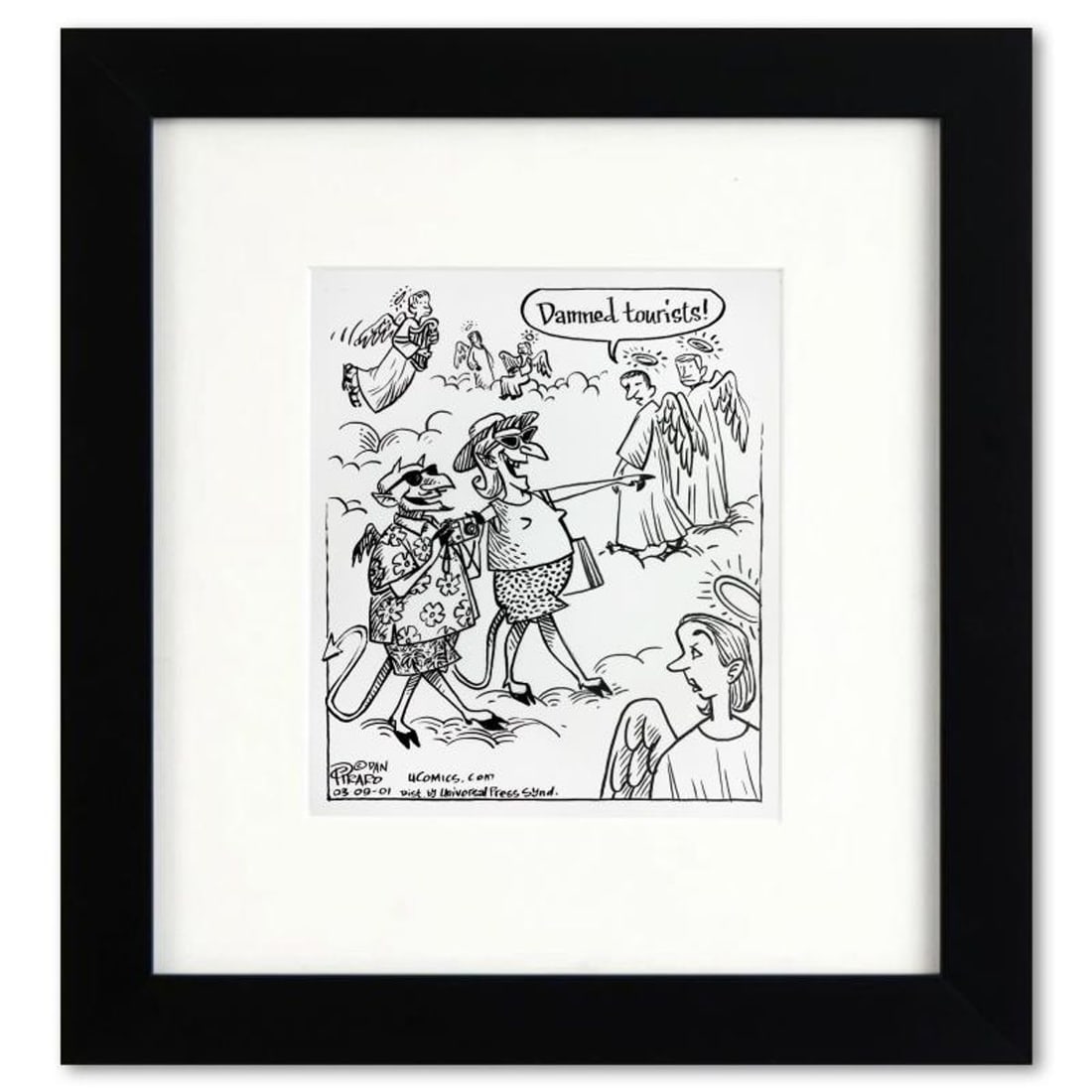 Bizarro, "Heaven Tourists" is a Framed Original Pen & Ink Drawing by Dan Piraro, Hand Signed with (1 of 1)
