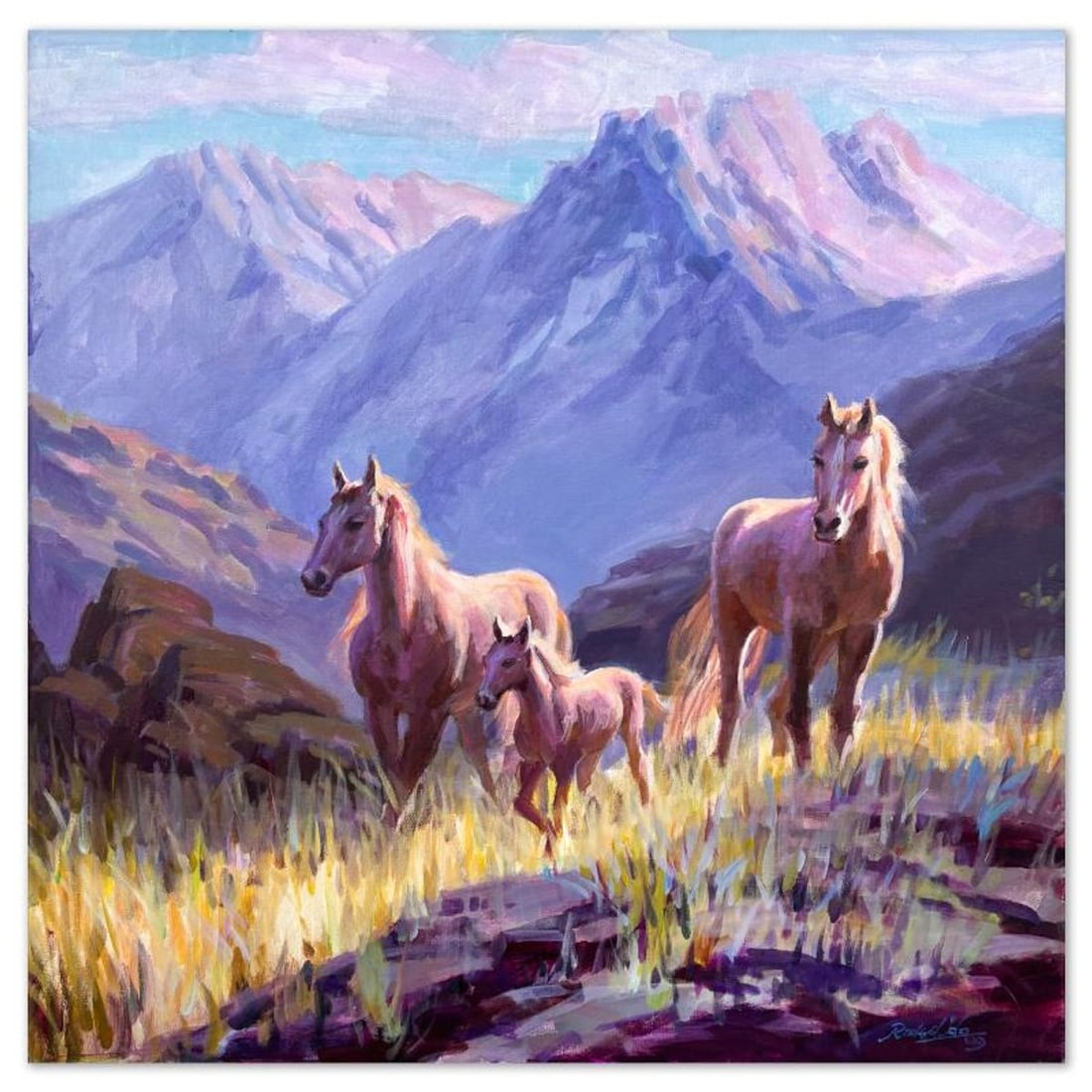 Richard Ho, "Rocky Mountain Pass" Original Acrylic Painting on Canvas, Hand Signed with Letter of (1 of 2)