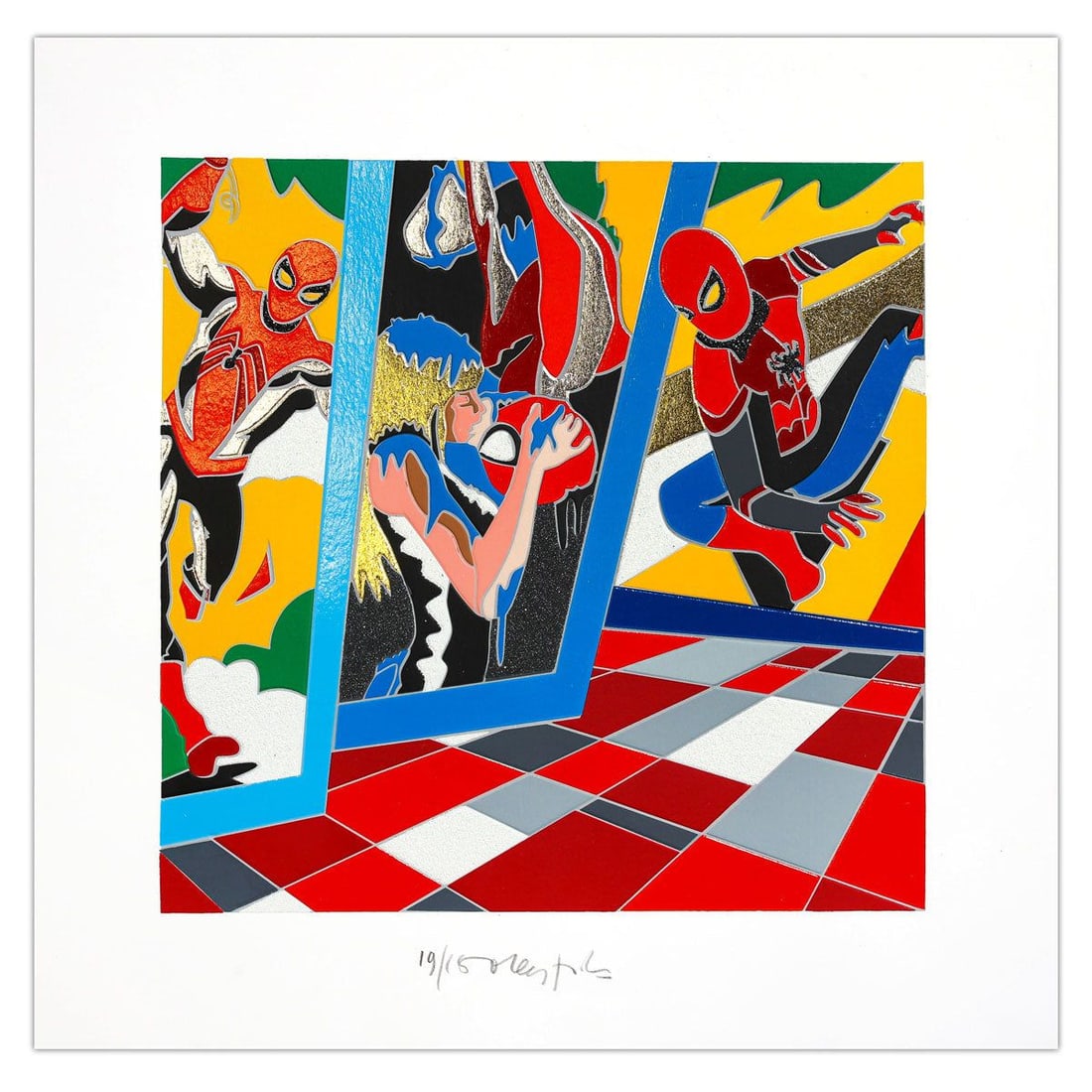 Ugo Nespolo- SIlkscreen on Paper "Spidey Sense": Artist: Ugo Nespolo. Medium: SIlkscreen on Paper. Title: Spidey Sense. Size: 10" x 10". Signature: Hand Signed and numbered. Certificate of Authenticity: Is included. Additional: Edition number might 
