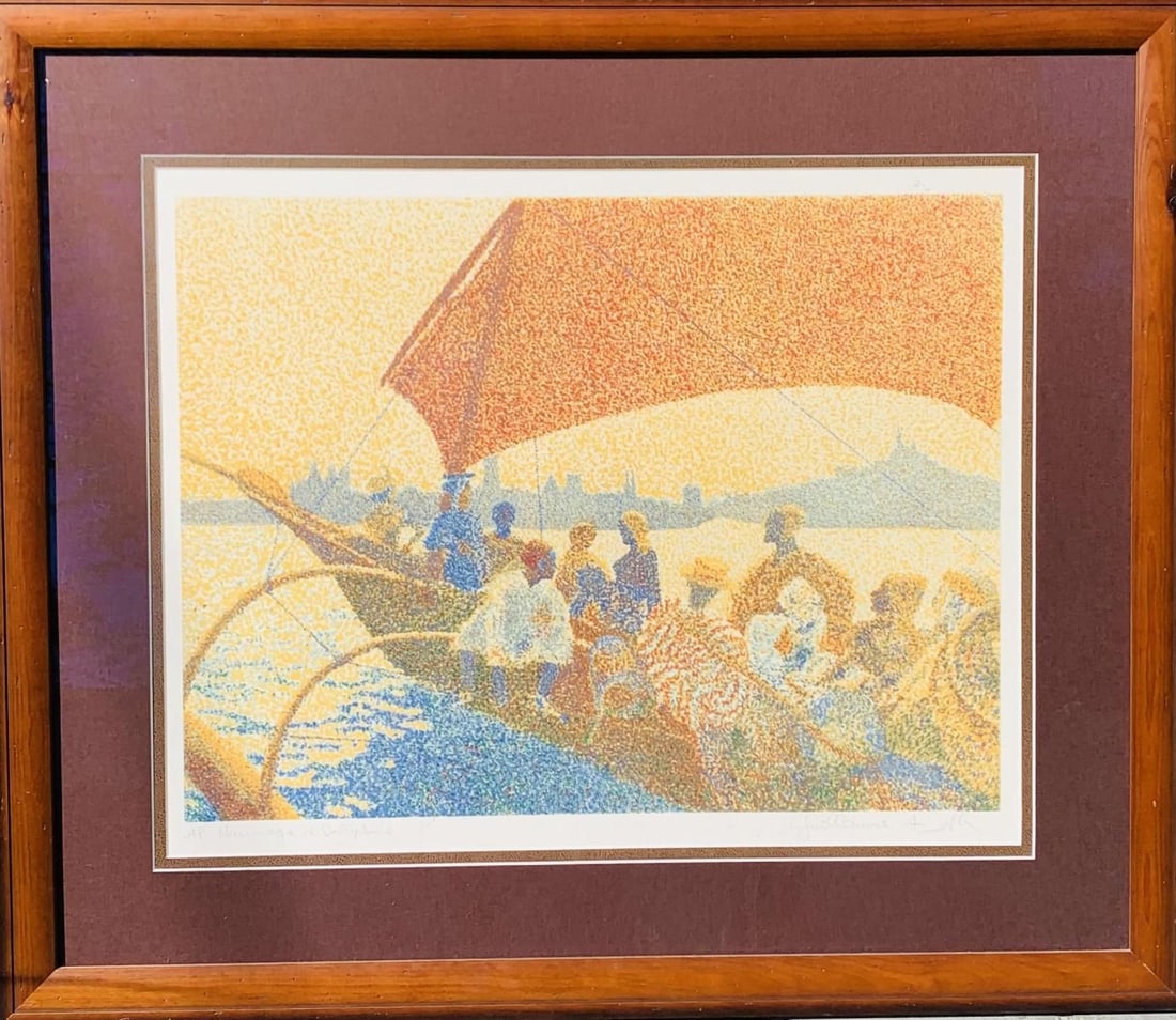 Guillaume Azoulay- Serigraph on paper "Hommage a C dellpian": Artist: Guillaume Azoulay. Medium: Serigraph on paper. Title: Hommage a C dellpian. Measures approx. 24" x 38" (framed). Signature: Hand signed and numbered. Reference#: 28062.