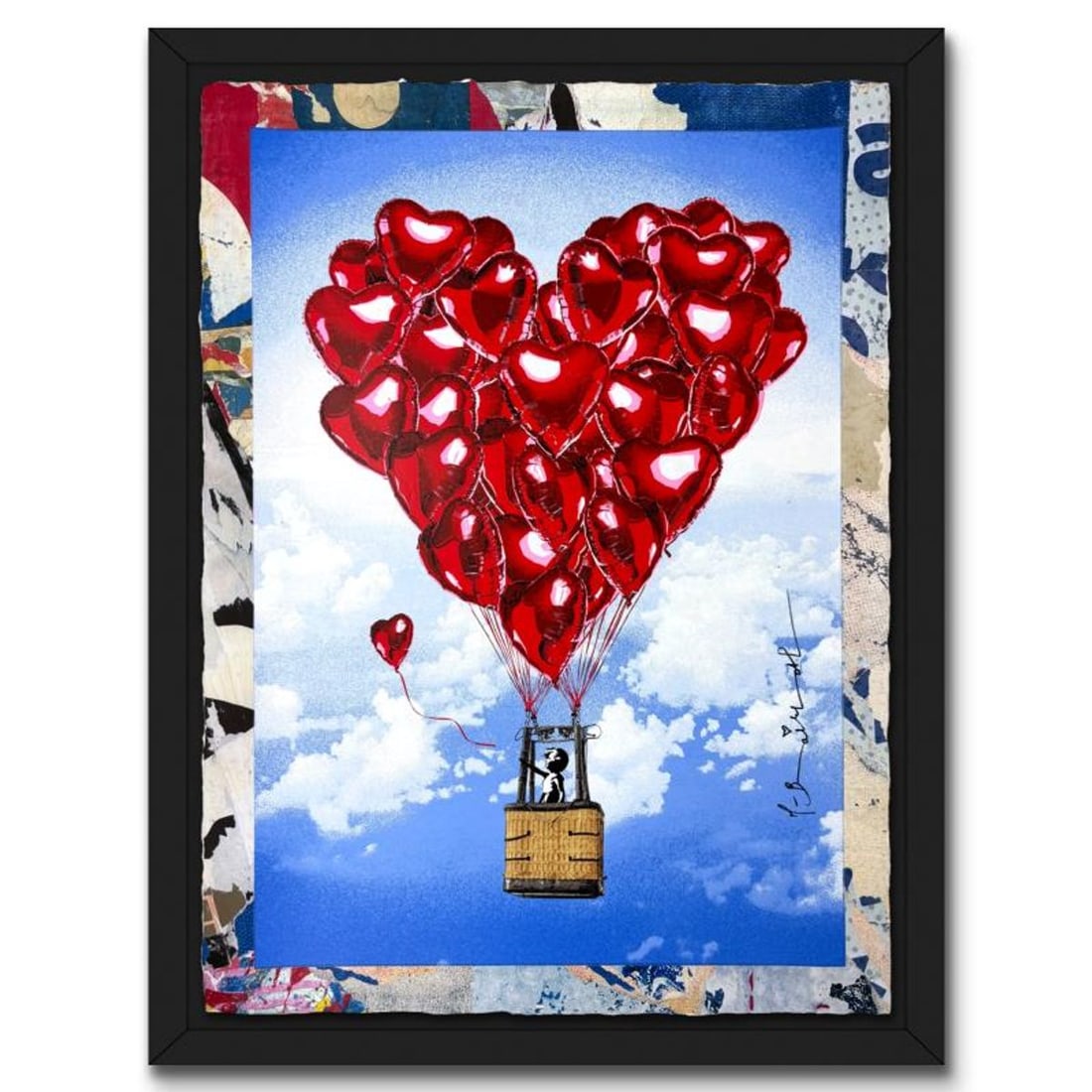Mr Brainwash, "Love Above All" Framed Unique (UNQ) Mixed Media, Hand Signed with Certificate of: Love Above All is a unique (UNQ) mixed media on deckle edge paper by Mr Brainwash, hand signed by the artist. This piece comes custom framed. Includes Certificate of Authenticity. Measures approx. 34"