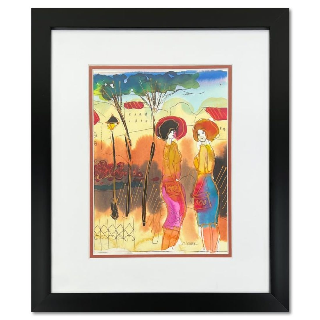 Moshe Leider, Framed Original Mixed Media Watercolor Painting, Hand Signed with Letter of: This is an original mixed media watercolor painting on paper by Moshe Leider, hand signed by the artist. This piece comes custom framed and includes a Letter of Authenticity. Measures approximately 19