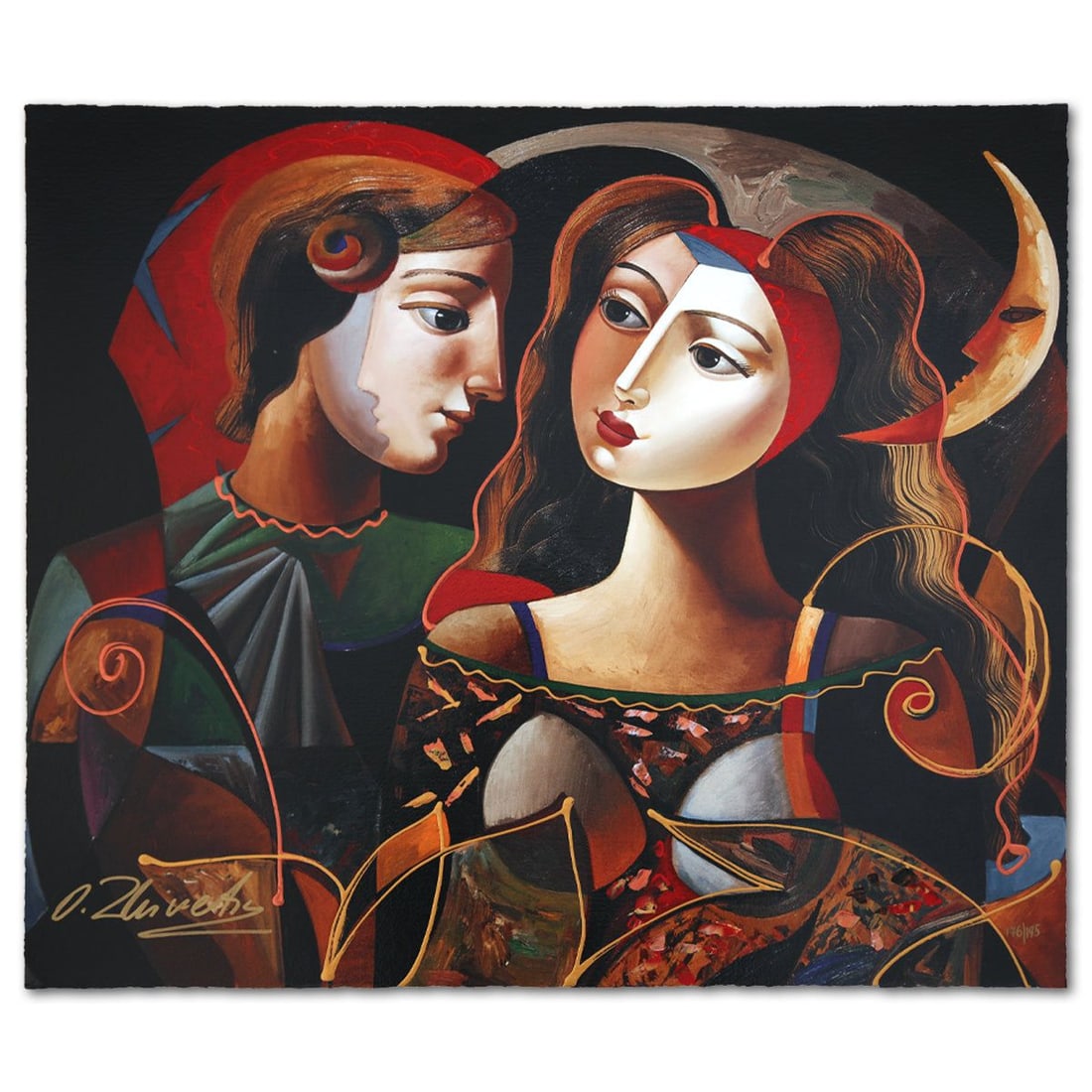 Oleg Zhivetin- Silkscreen "Invitation Under the Moon": Artist: Oleg Zhivetin. Medium: Silkscreen. Title: Invitation Under the Moon. Size: 22" x 26". Signature: Hand signed and numbered. Reference#: 74672.